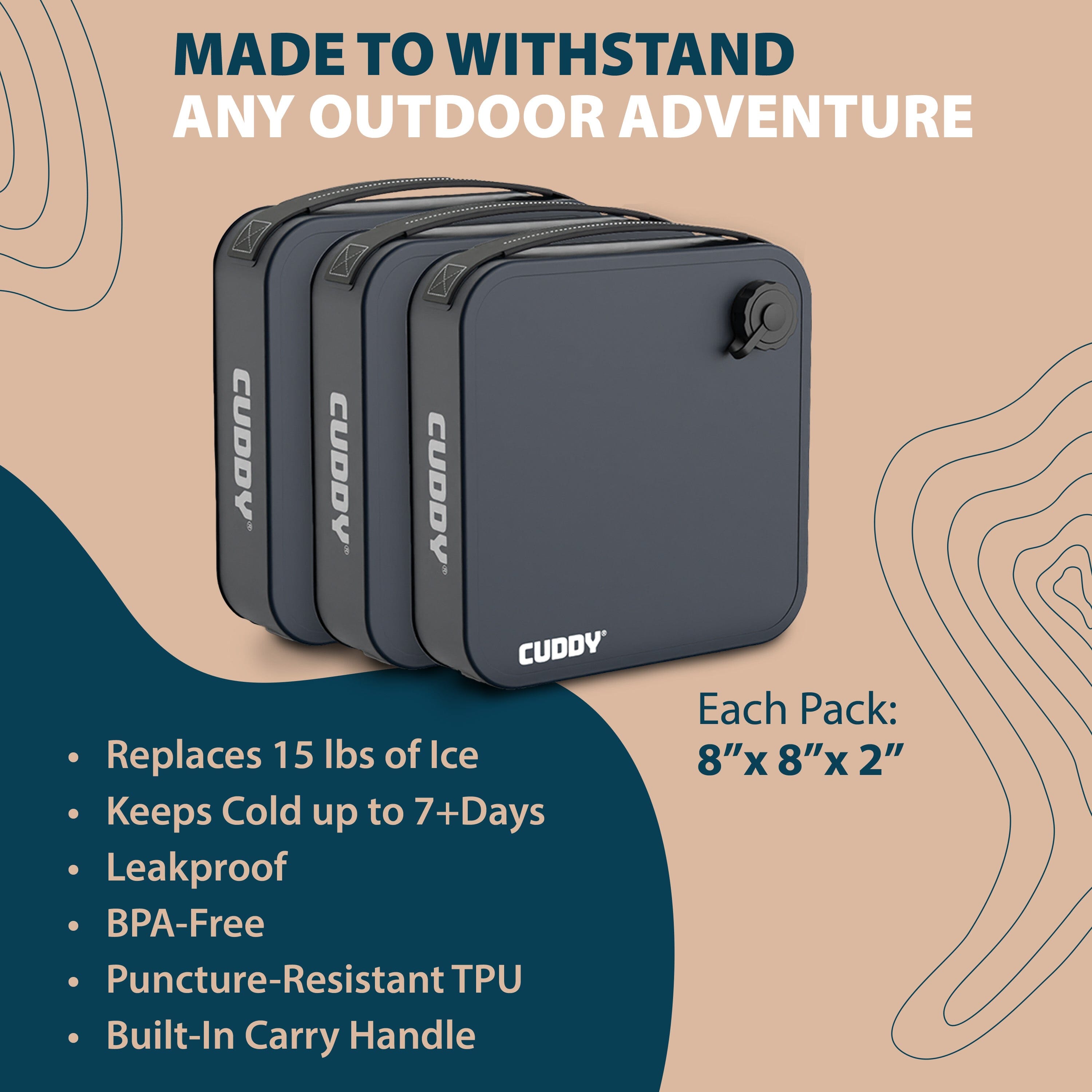 CUDDY Reusable Ice Packs for Coolers - 3 Pack - Premium Long Lasting Freezer Packs for Ice Chest & Camping PlayGoSports.com 