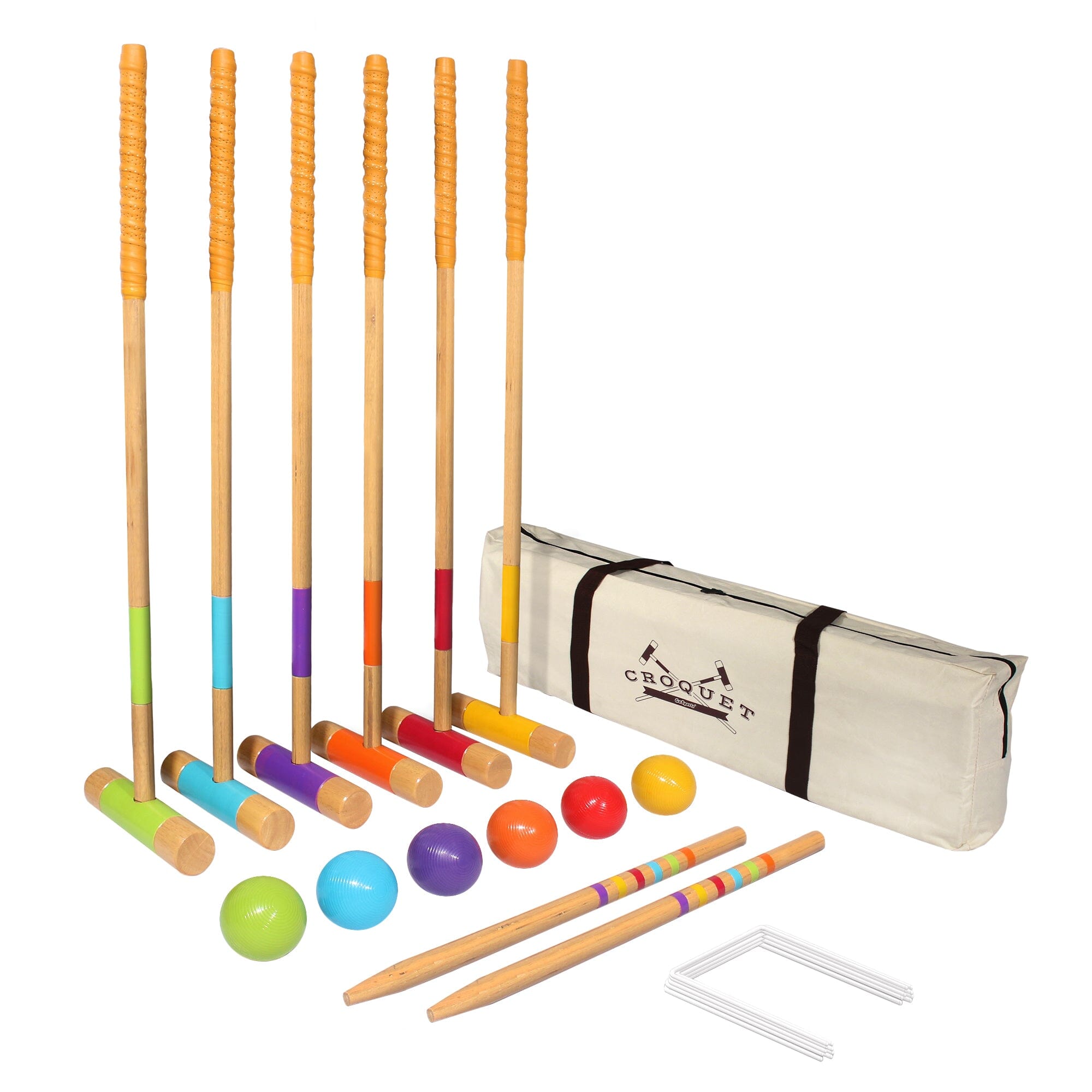 GoSports Croquet Set - Premium Outdoor Lawn Game with Mallets, Balls and Wickets Croquet GoSports Deluxe 