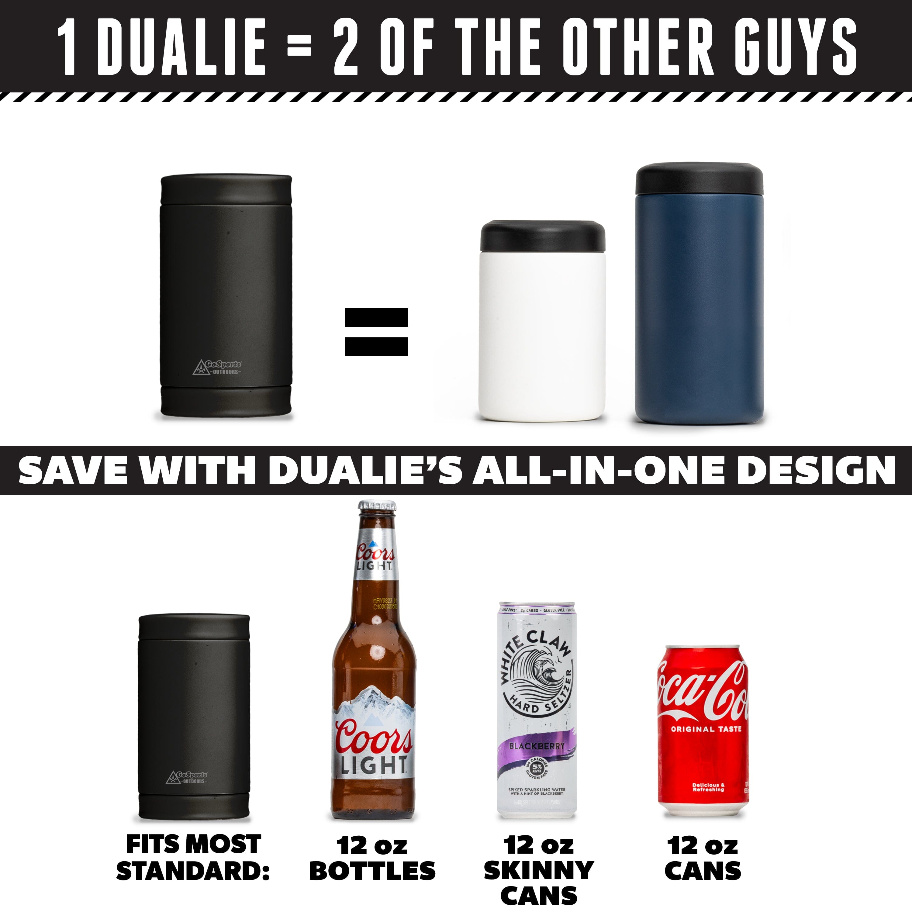 DUALIE 3 in 1 Insulated Can Cooler - Black GoSports 