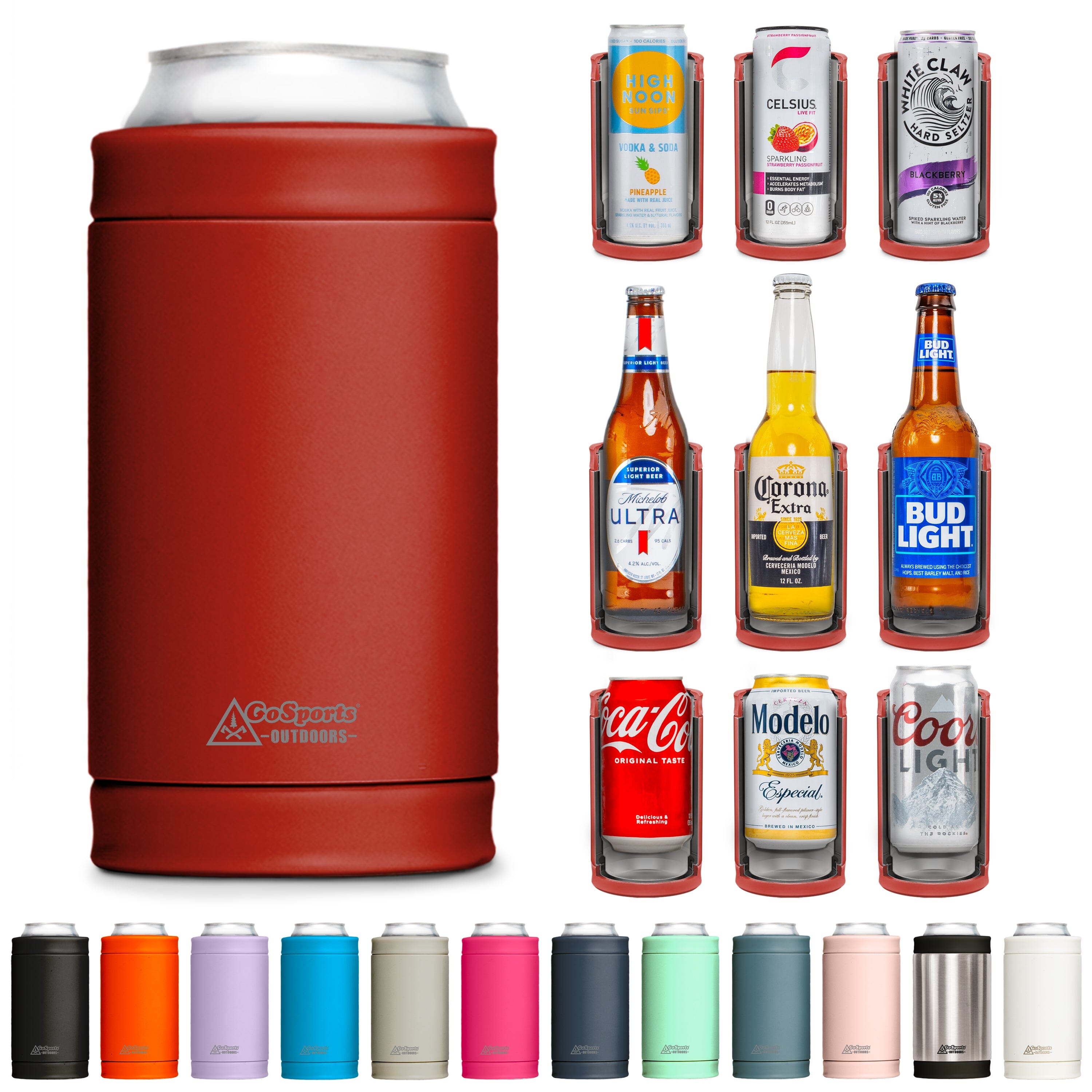 DUALIE 3 in 1 Insulated Can Cooler - Burnt Red GoSports 
