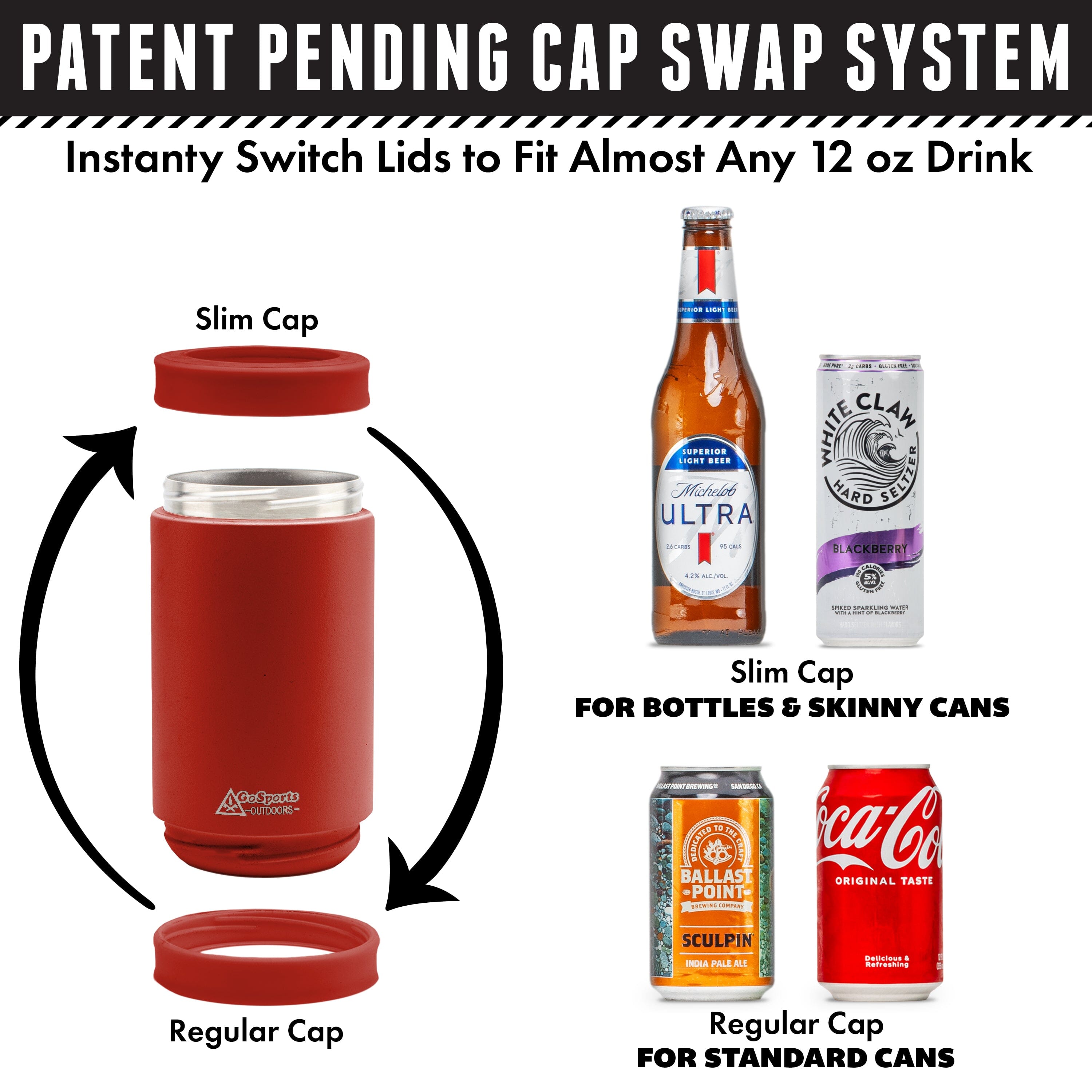 DUALIE 3 in 1 Insulated Can Cooler - Burnt Red GoSports 