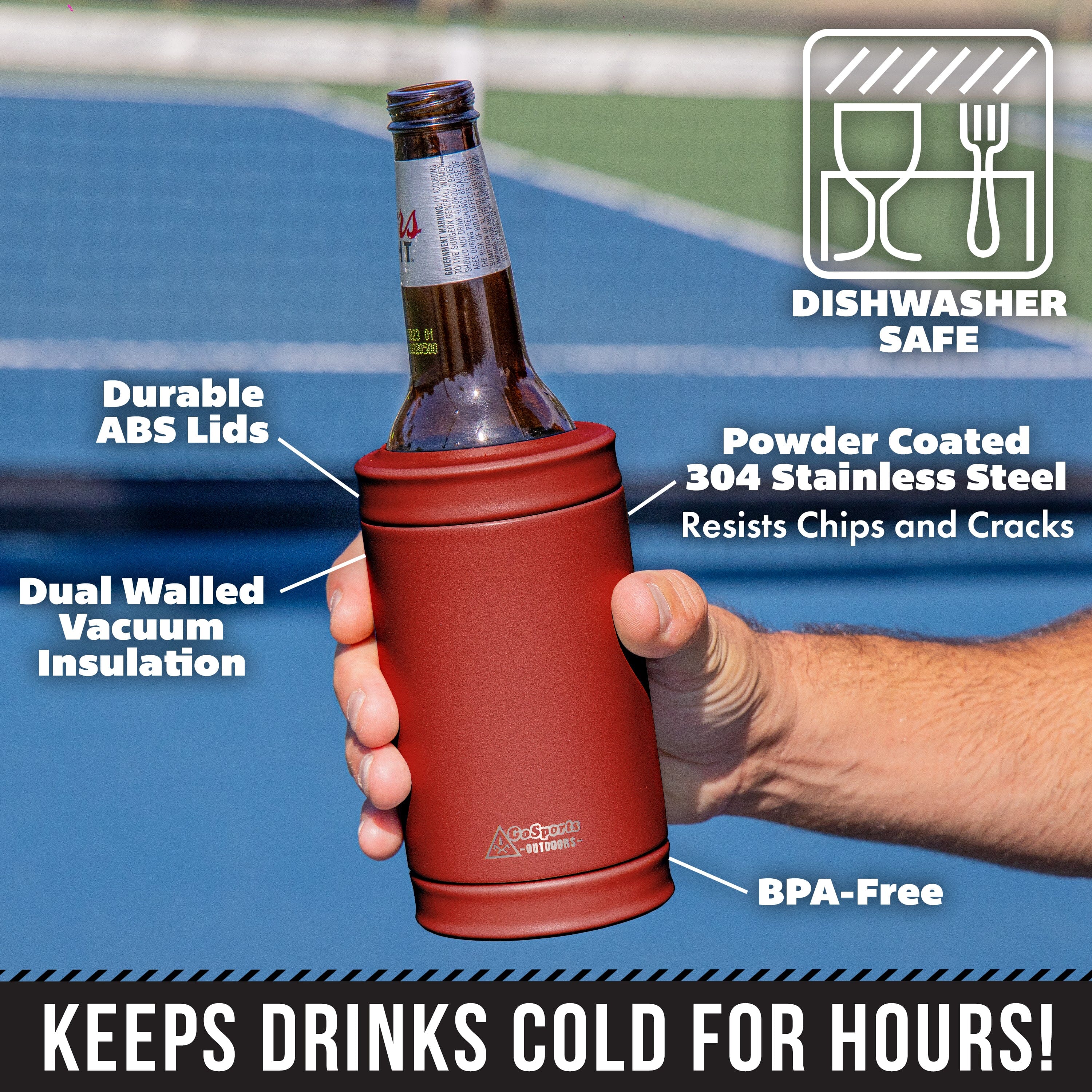 DUALIE 3 in 1 Insulated Can Cooler - Burnt Red GoSports 