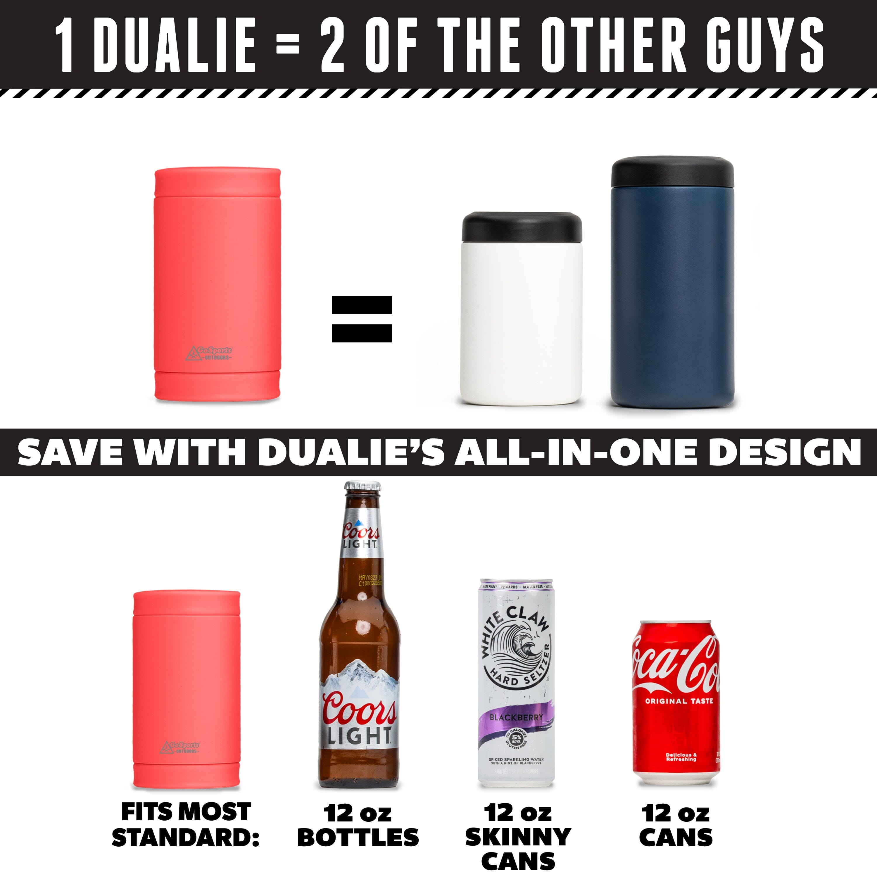 DUALIE 3 in 1 Insulated Can Cooler - Coral GoSports 