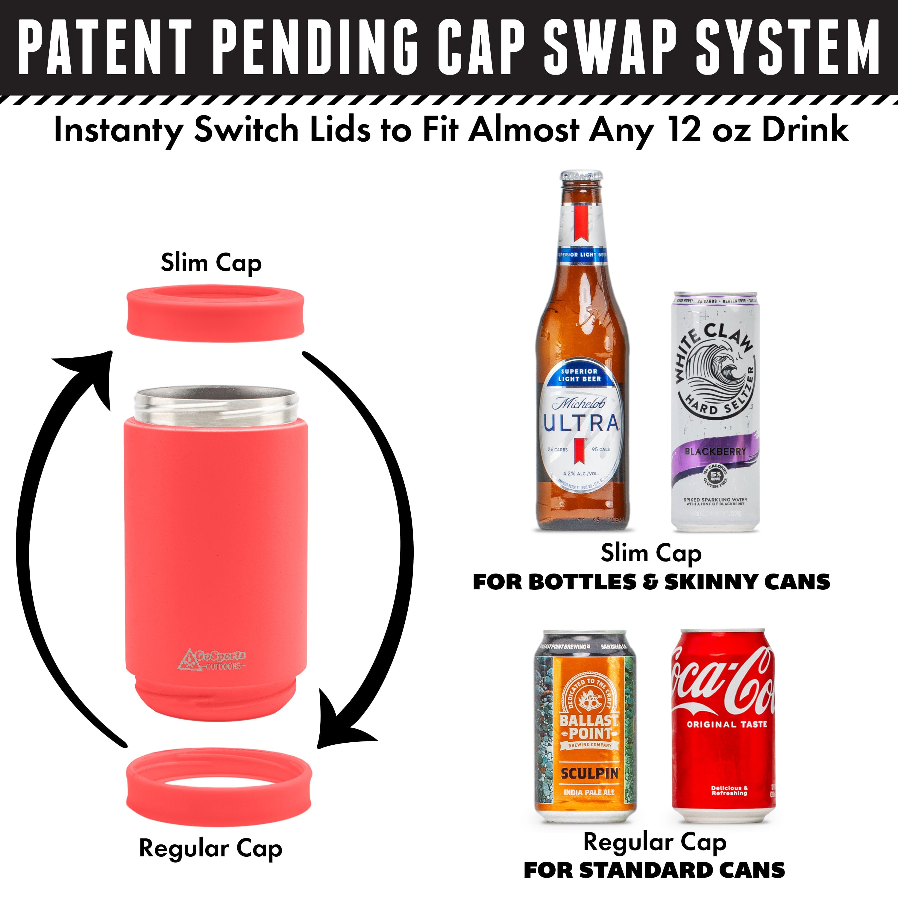 DUALIE 3 in 1 Insulated Can Cooler - Coral GoSports 