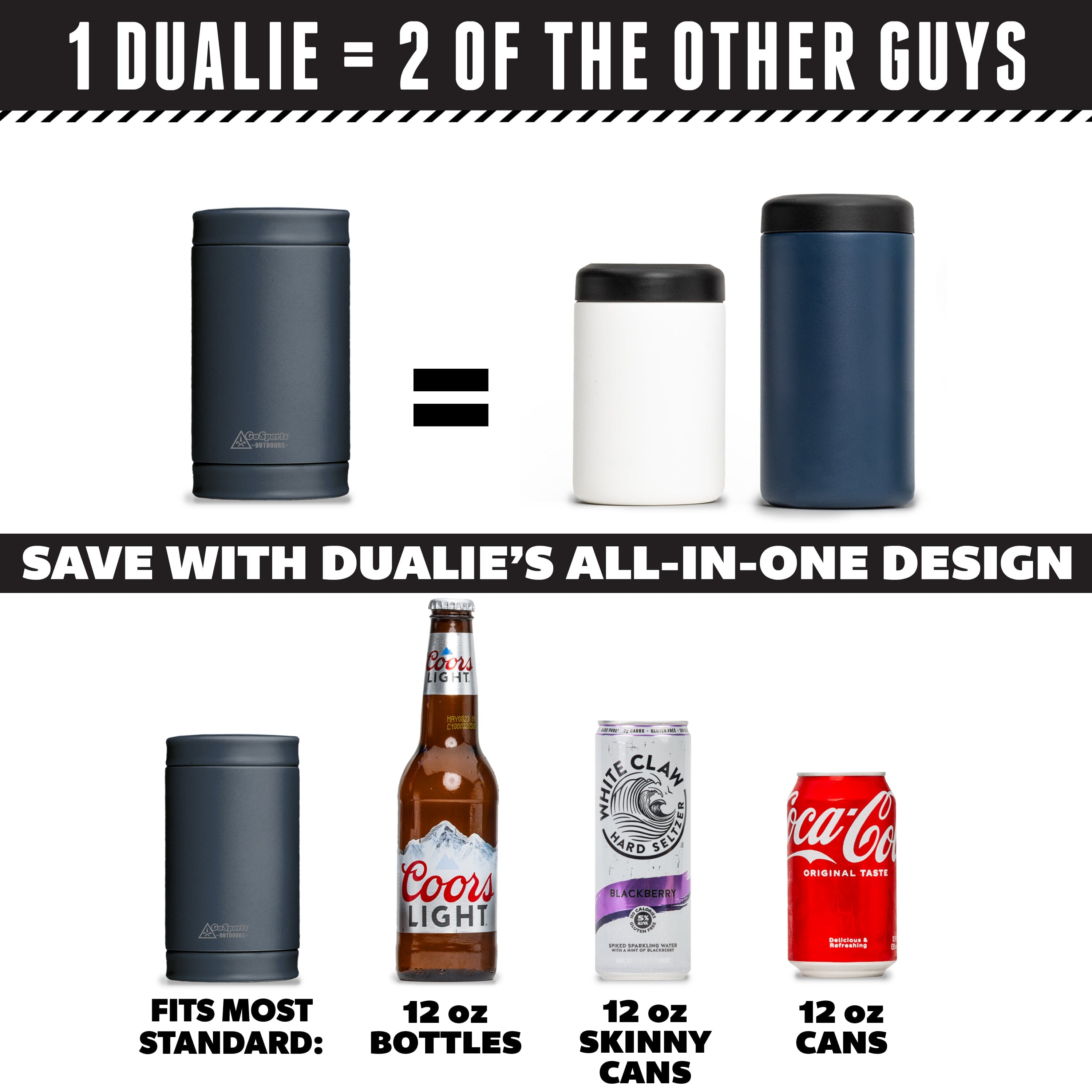 DUALIE 3 in 1 Insulated Can Cooler - Navy GoSports 