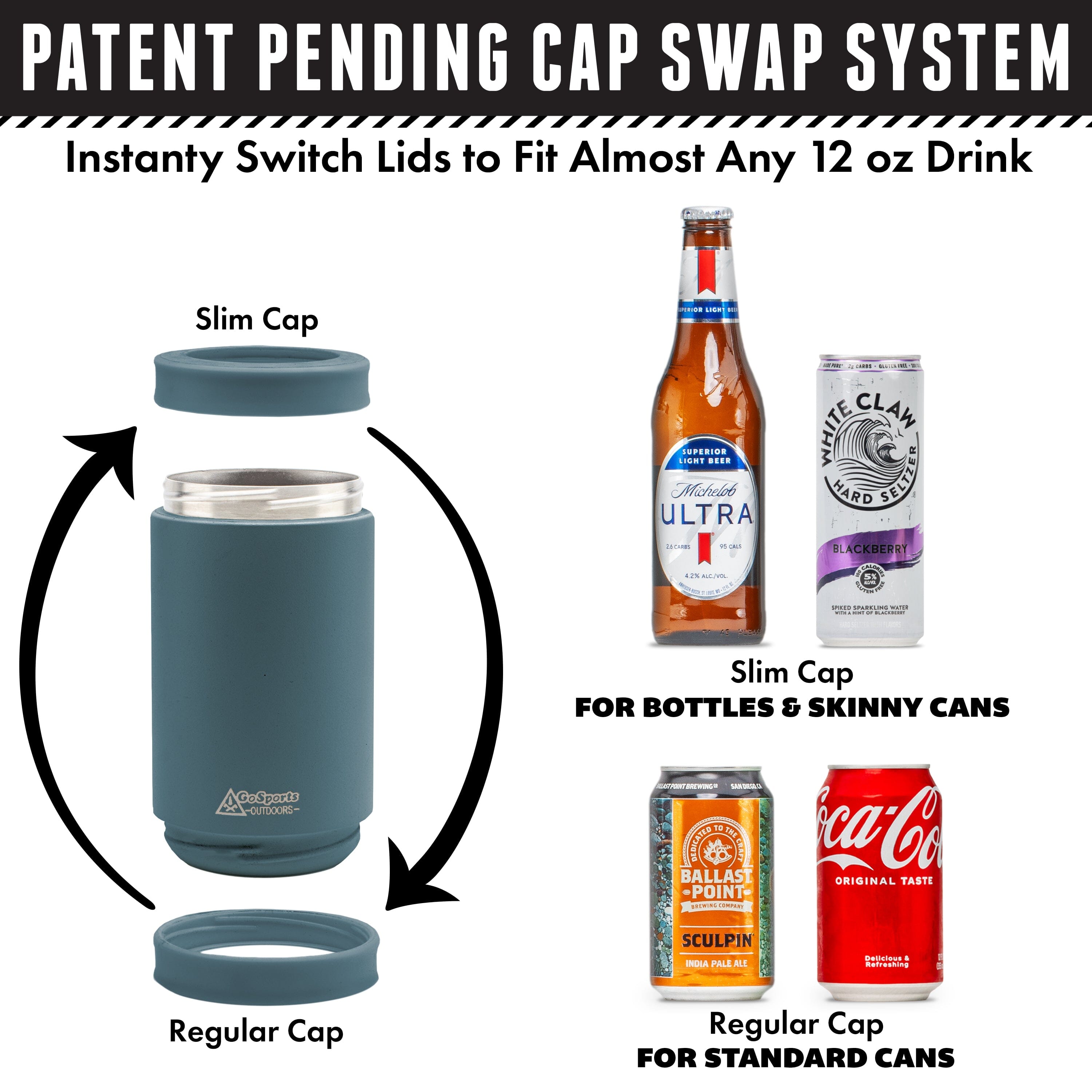 DUALIE 3 in 1 Insulated Can Cooler - Stone Blue GoSports 