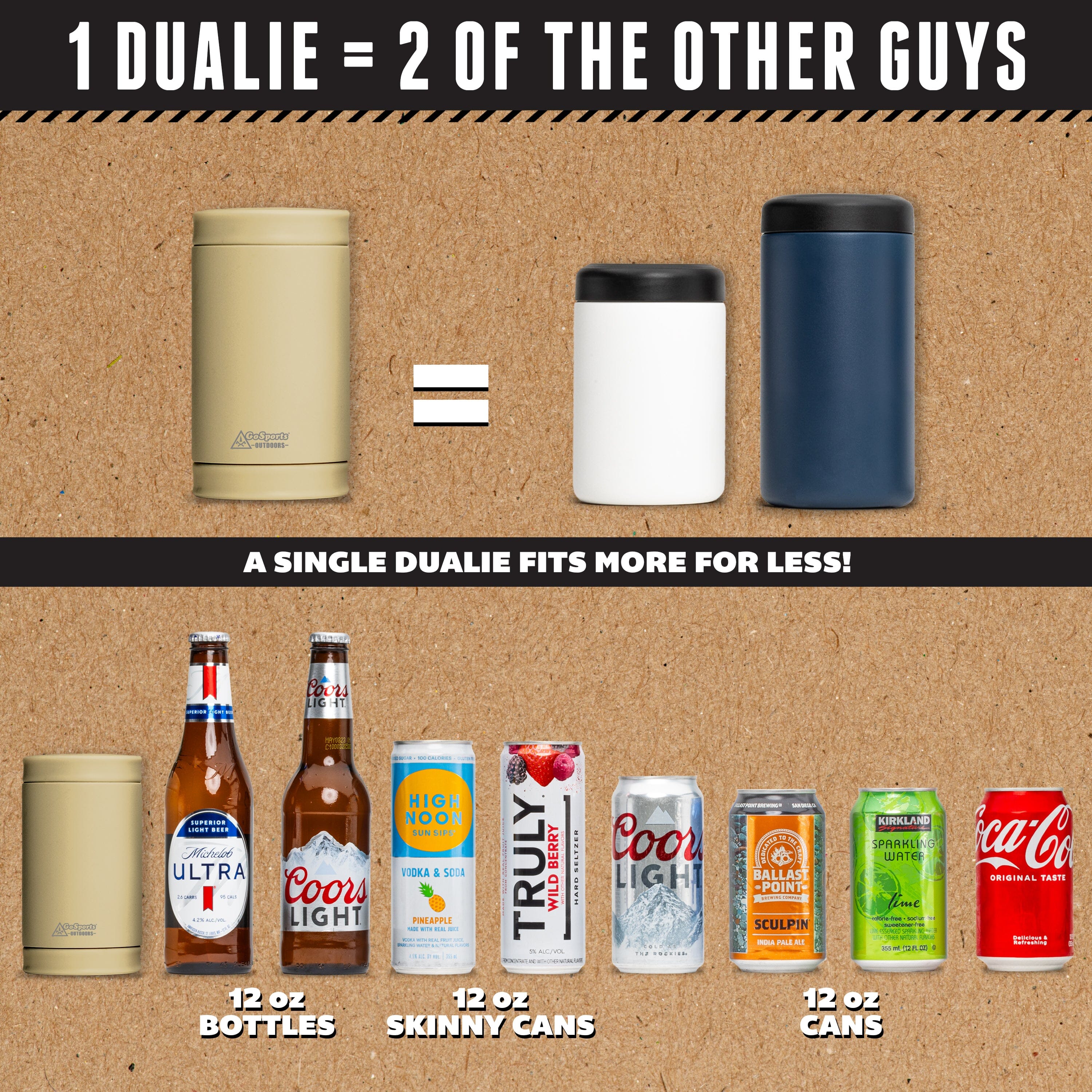 DUALIE in Insulated Can Cooler Universal Size for 12 oz Cans