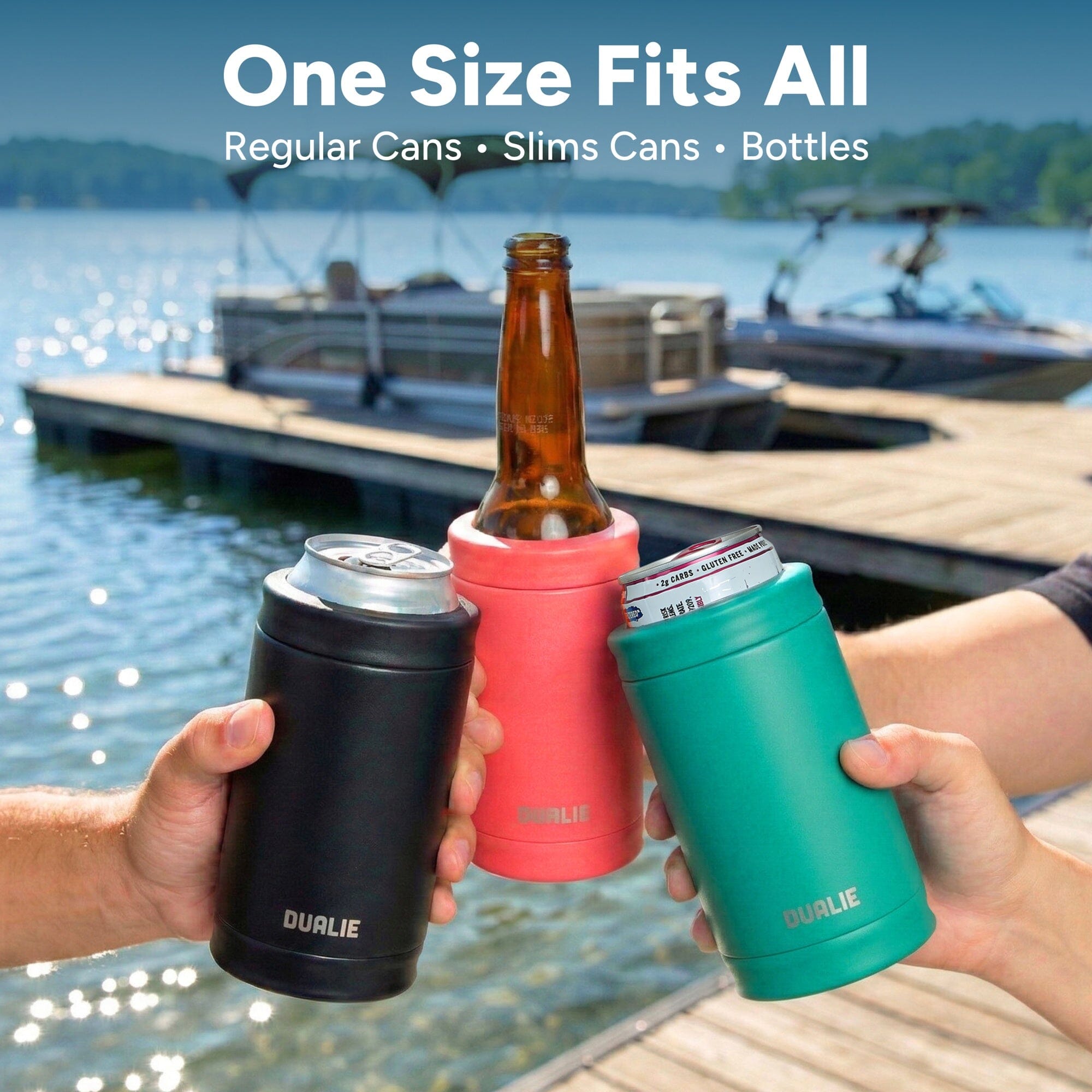 DUALIE 3 in 1 Insulated Can Cooler - 15+ Colors - Universal Size for 12 oz Cans, Slim Cans, and Bottles GoSports 