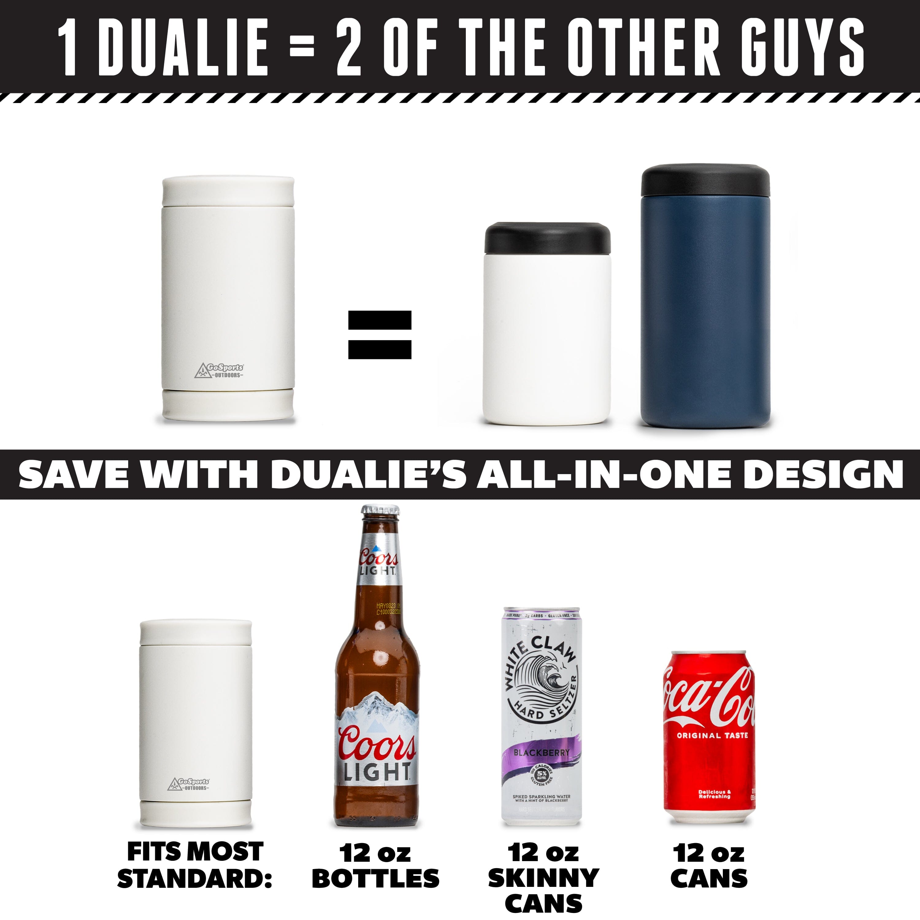 DUALIE 3 in 1 Insulated Can Cooler - White GoSports 