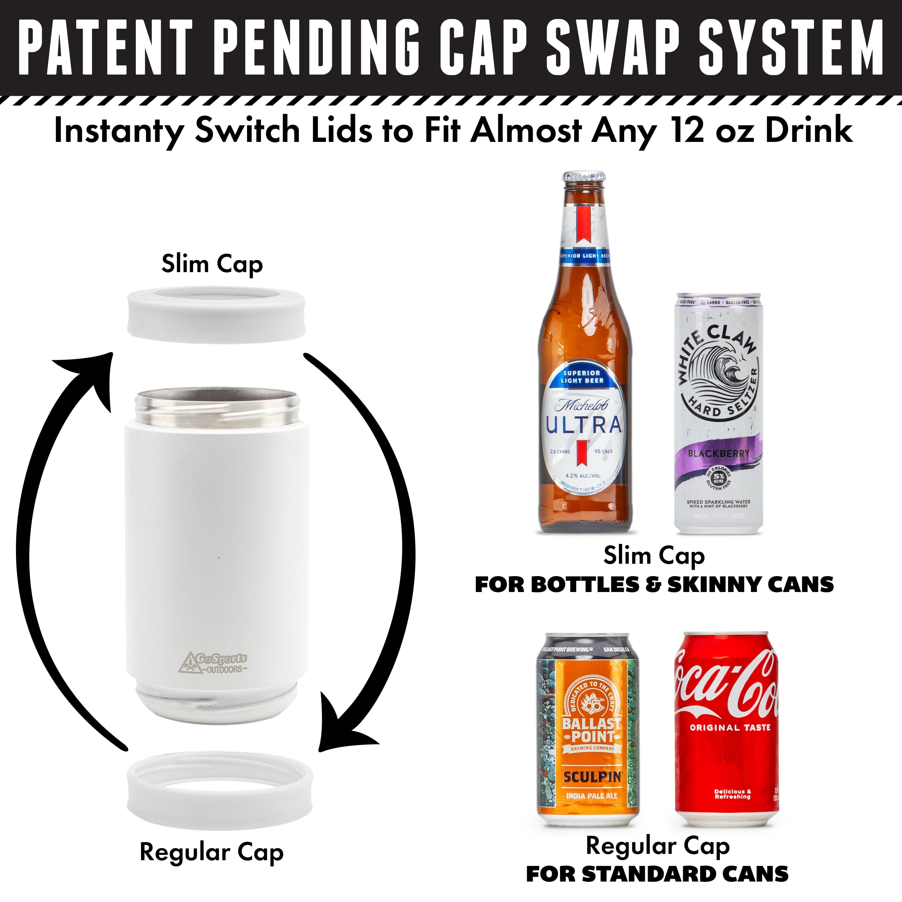 DUALIE 3 in 1 Insulated Can Cooler - White GoSports 