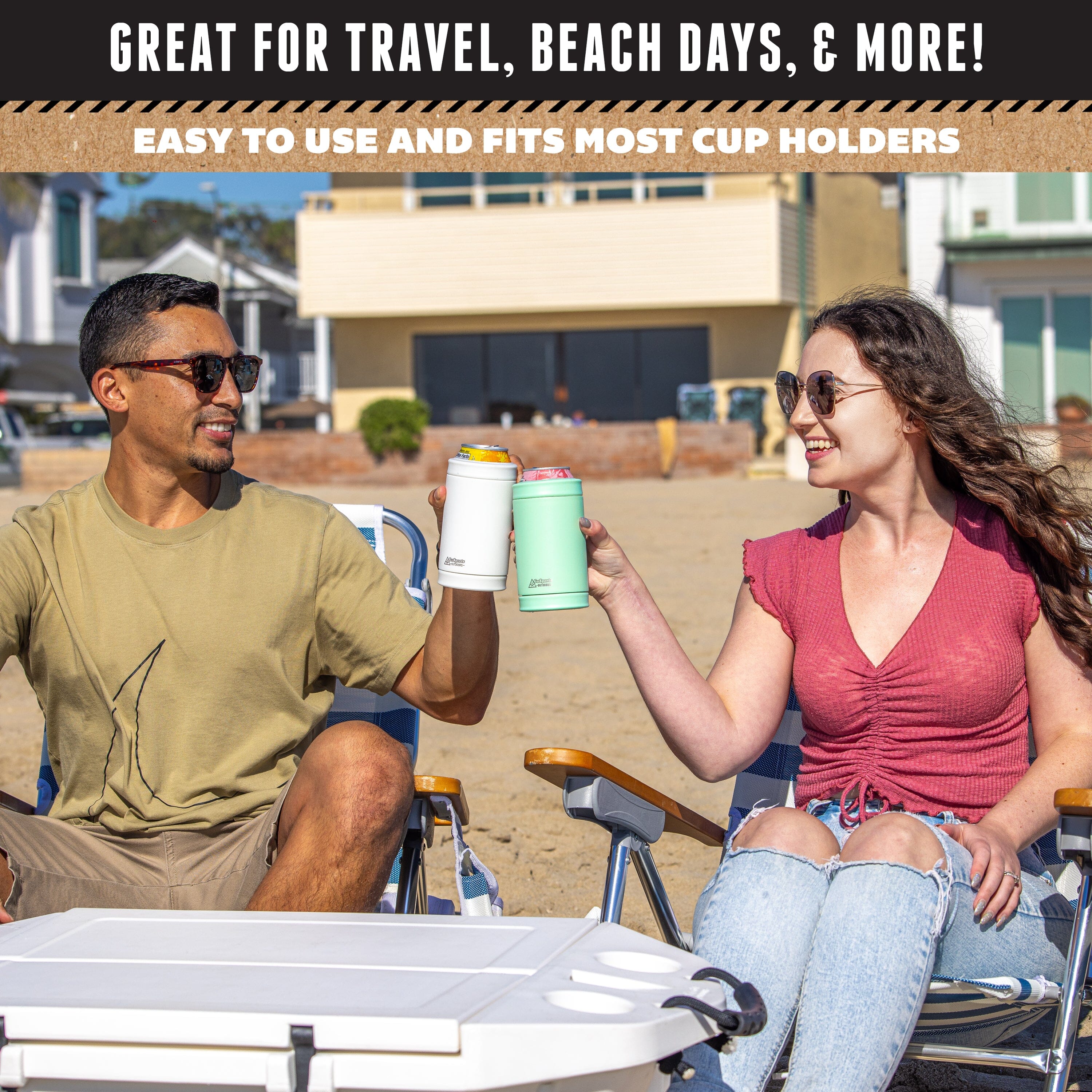 DUALIE 3 in 1 Insulated Can Cooler - White GoSports 