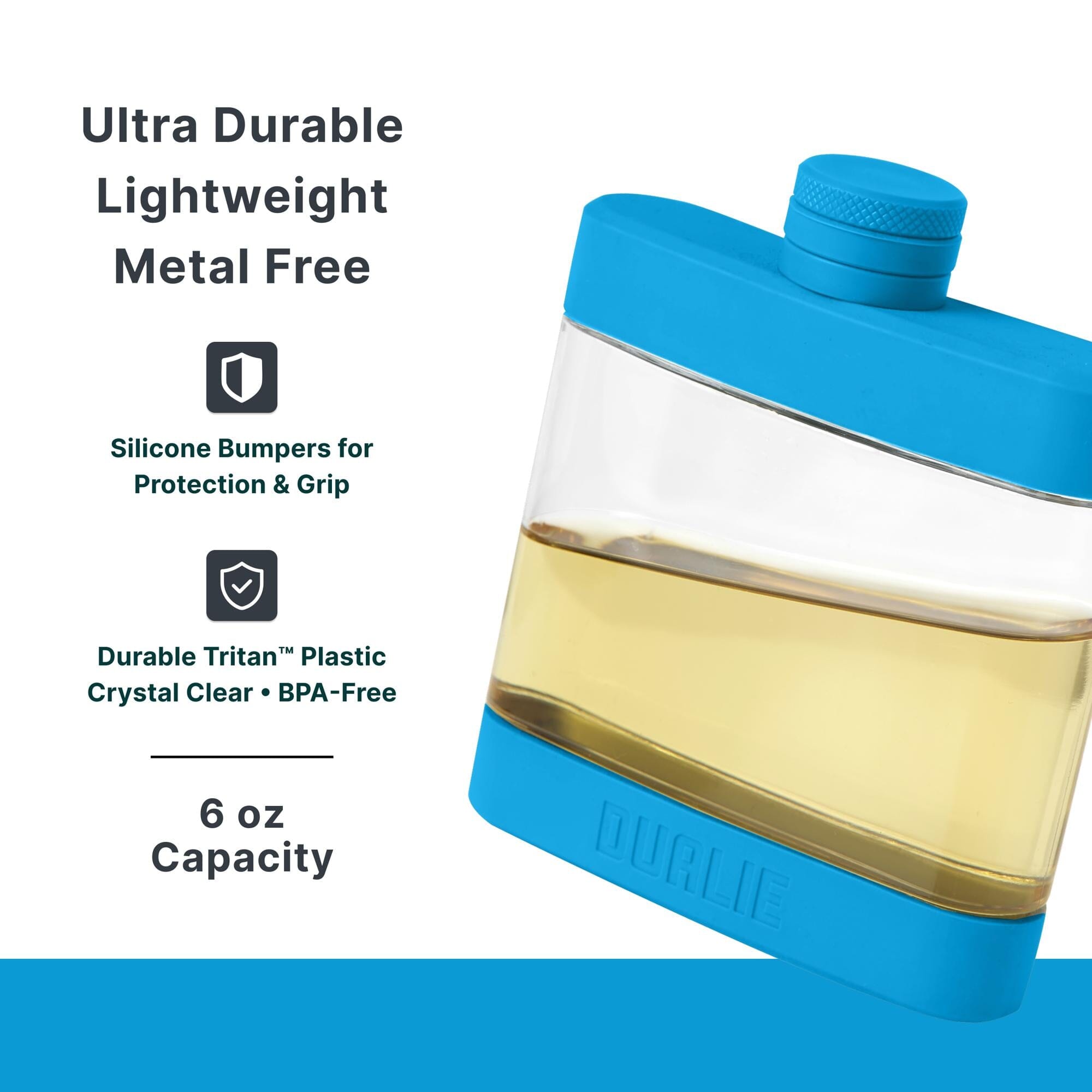 DUALIE 6 oz Hip Flask for Liquor - Undetectable Shatterproof Alcohol Flasks with Clear Tritan Plastic and Silicone Grip - Flask Gift for Men & Women Playgosports.com 