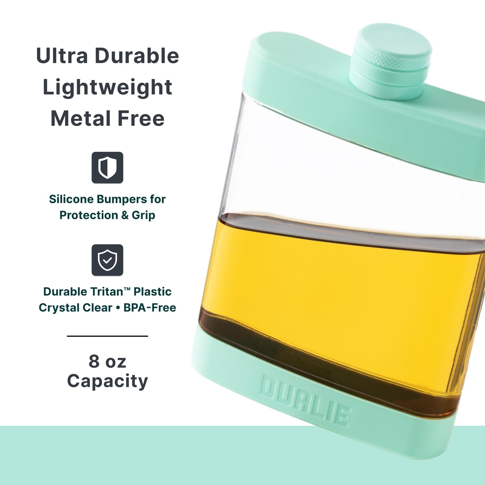 DUALIE 8 oz Hip Flask for Liquor - Undetectable Shatterproof Alcohol Flasks with Clear Tritan Plastic and Silicone Grip - Flask Gift for Men & Women Playgosports.com 