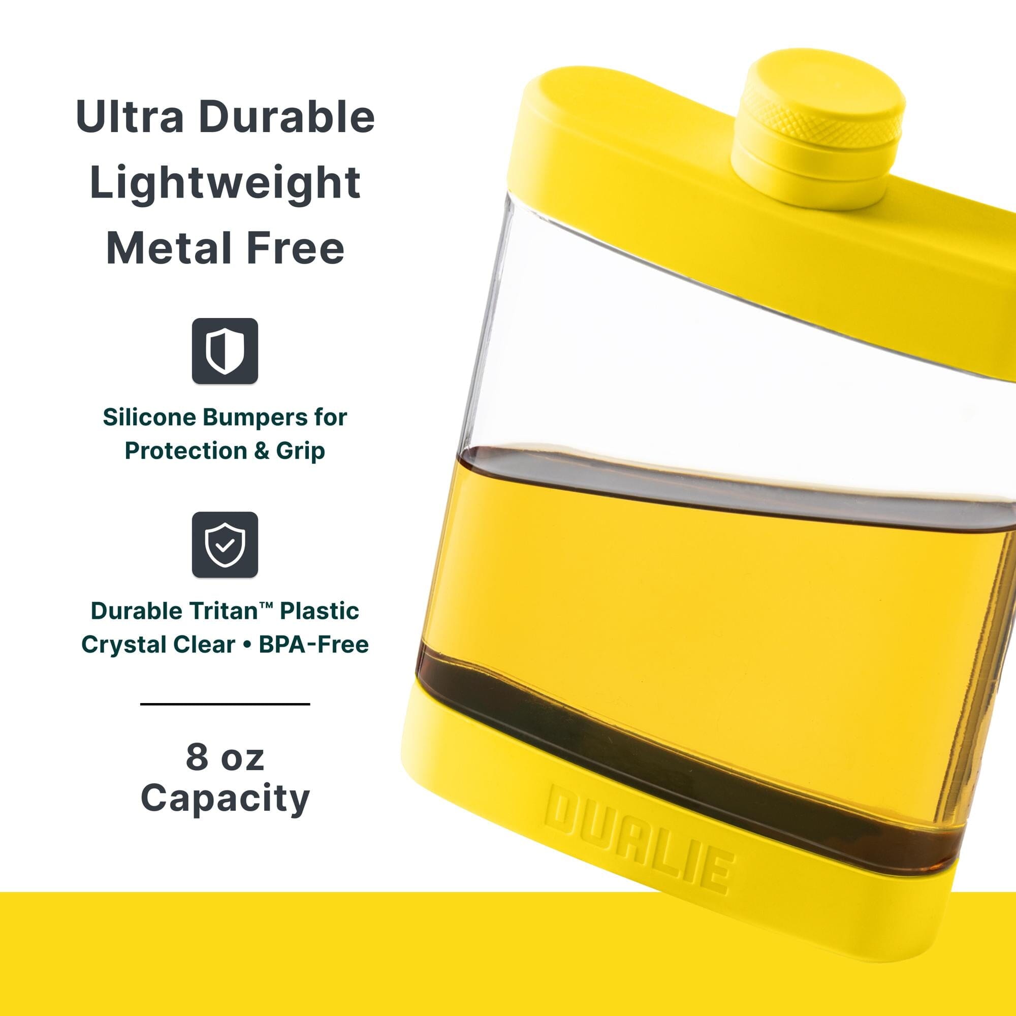 DUALIE 8 oz Hip Flask for Liquor - Undetectable Shatterproof Alcohol Flasks with Clear Tritan Plastic and Silicone Grip - Flask Gift for Men & Women Playgosports.com 