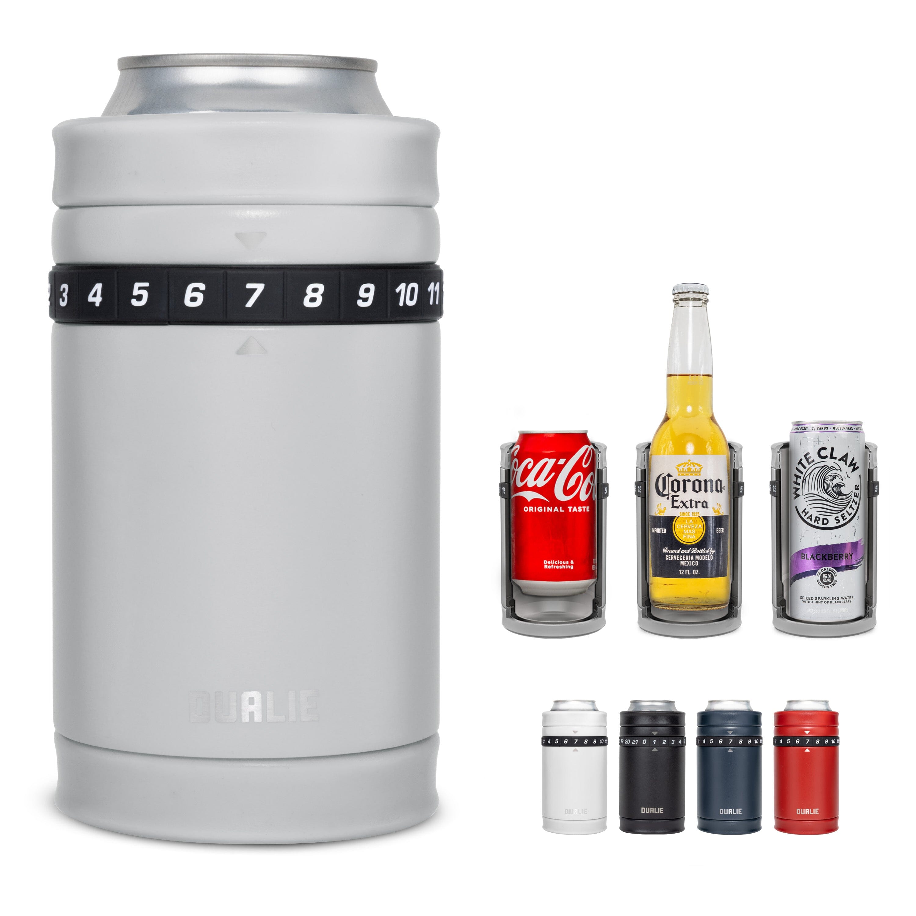 DUALIE Tracker Drink Cooler - Game Score Counter and 3 in 1 Insulated Can Cooler - Universal Size for 12 oz Cans, Slim Cans, and Bottles - Fog Gray Playgosports.com 