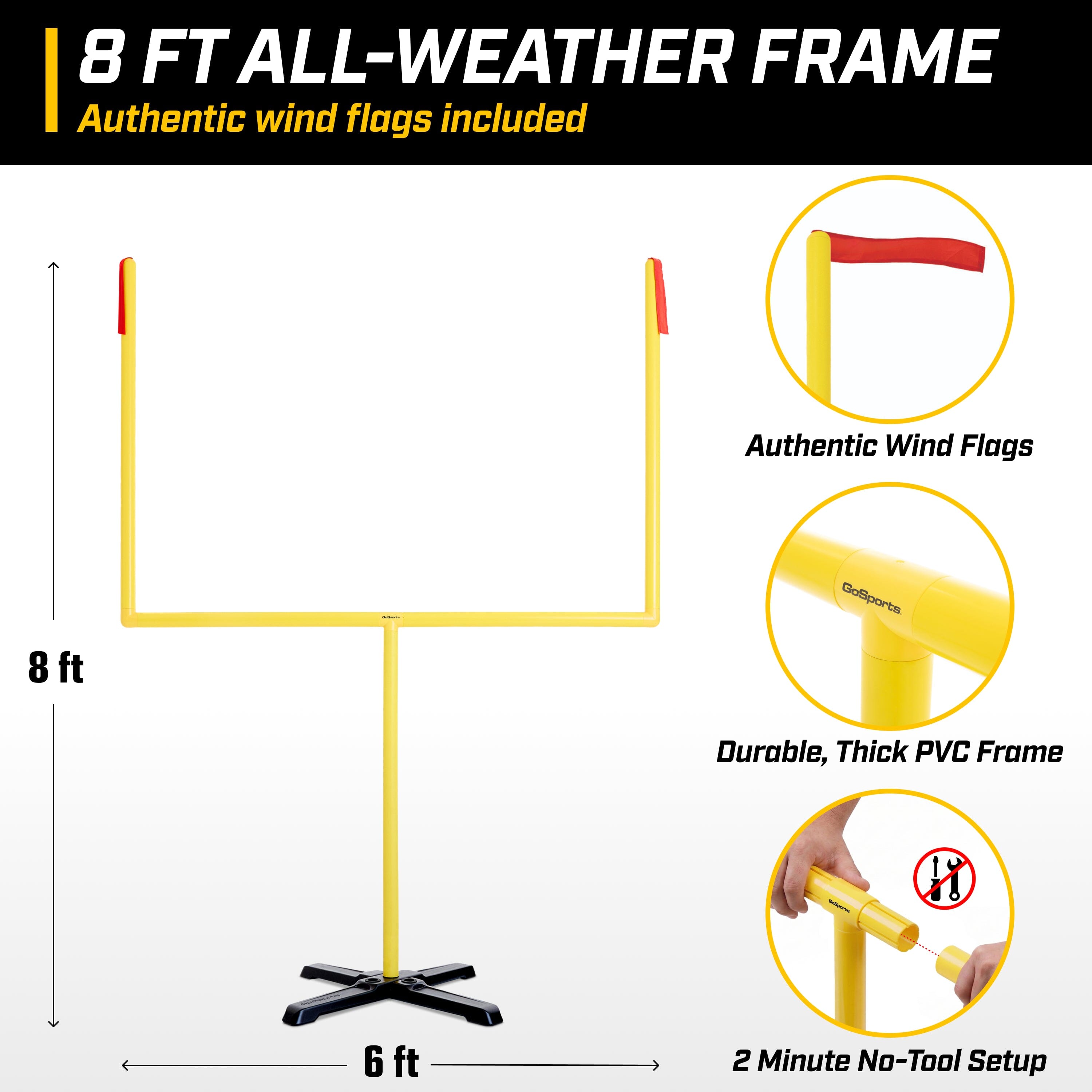 8' x 6' All-Weather Football Field Goal Post GoSports Football 