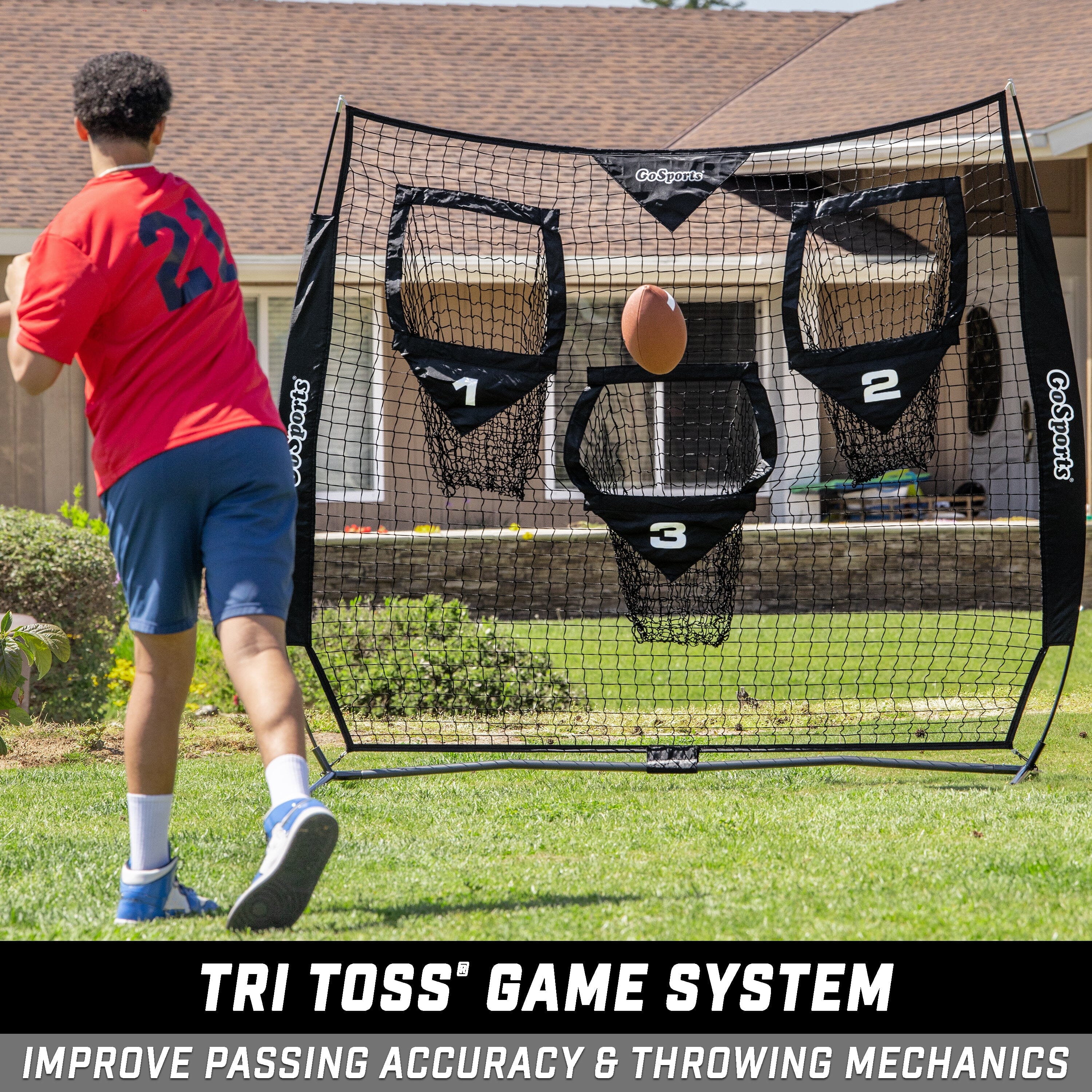 GoSports Football Throwing Net - 8 x 8 ft or 6 x 6 ft Nets Football GoSports 
