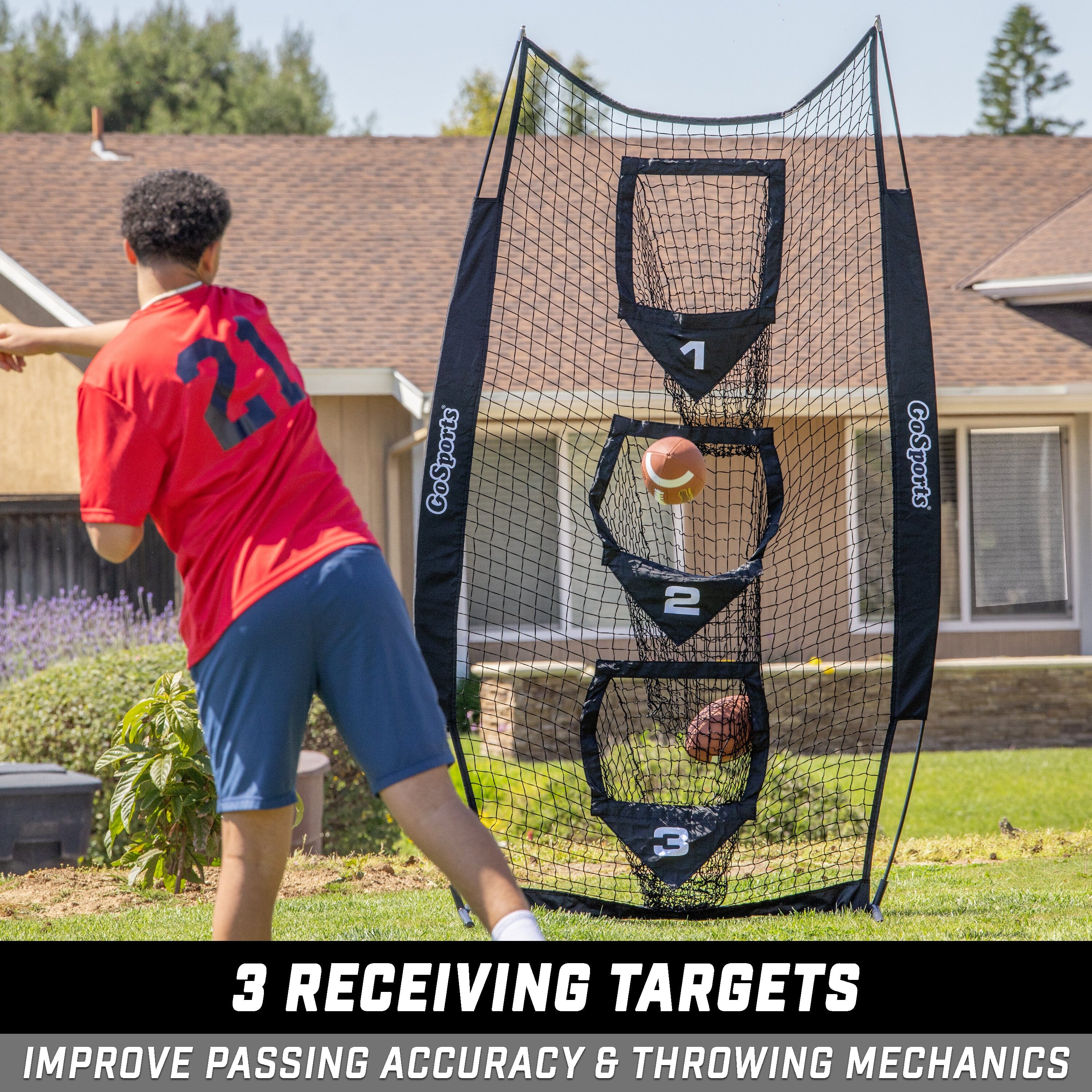 a man throwing a ball in a baseball net