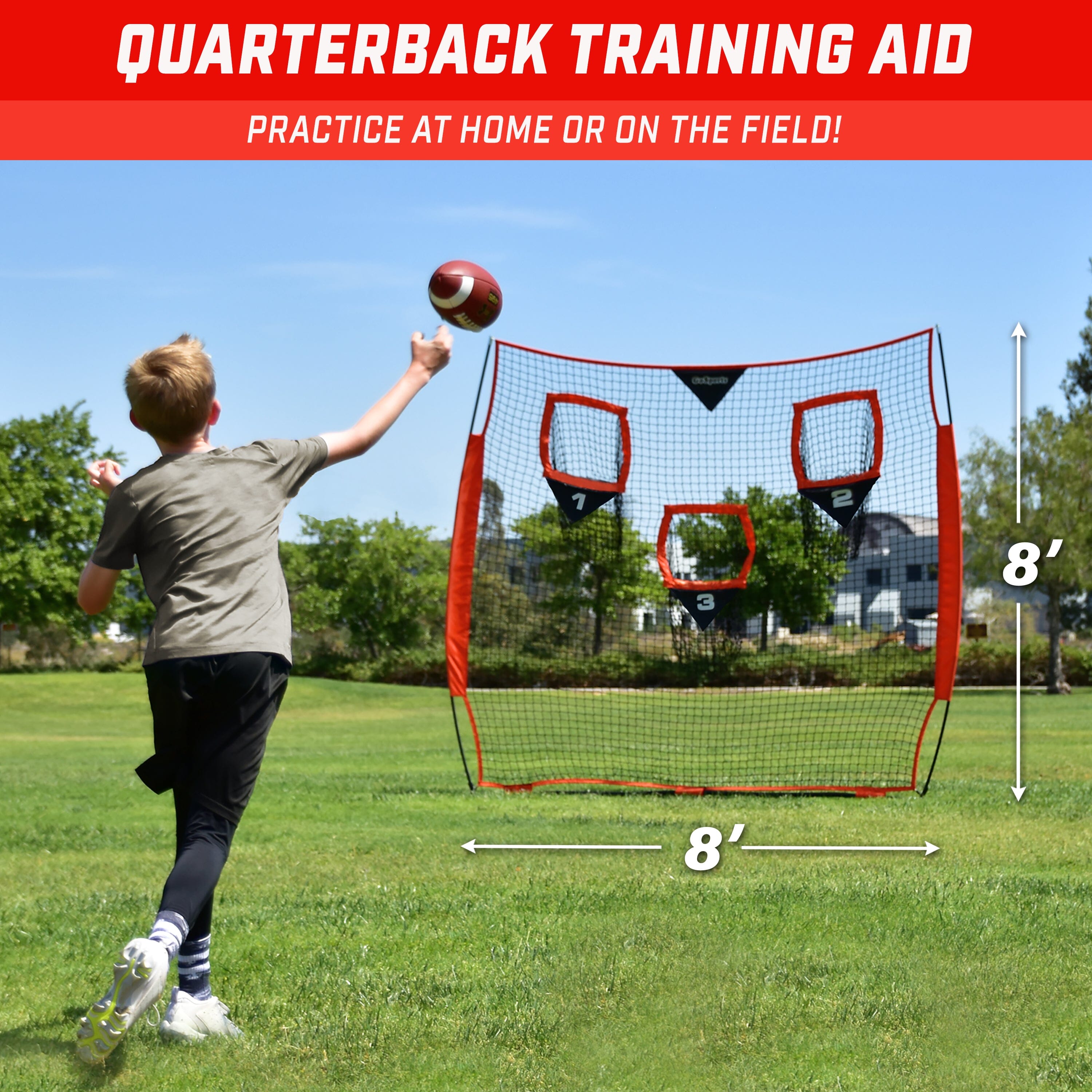 GoSports Football Throwing Net - 8 x 8 ft or 6 x 6 ft Nets Football GoSports 