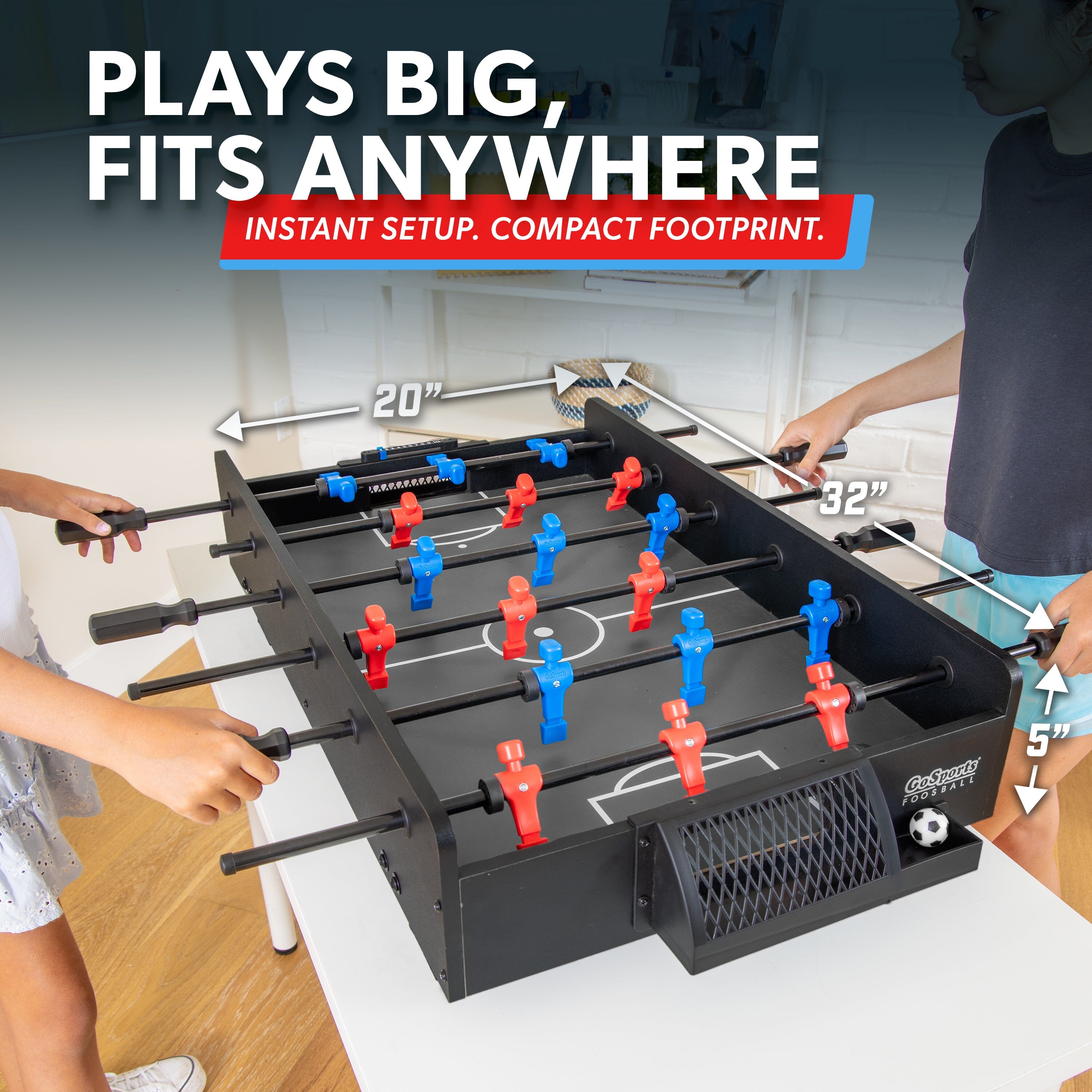 GoSports 32 Inch Tabletop Foosball Game Set - Oak or Black GoSports 