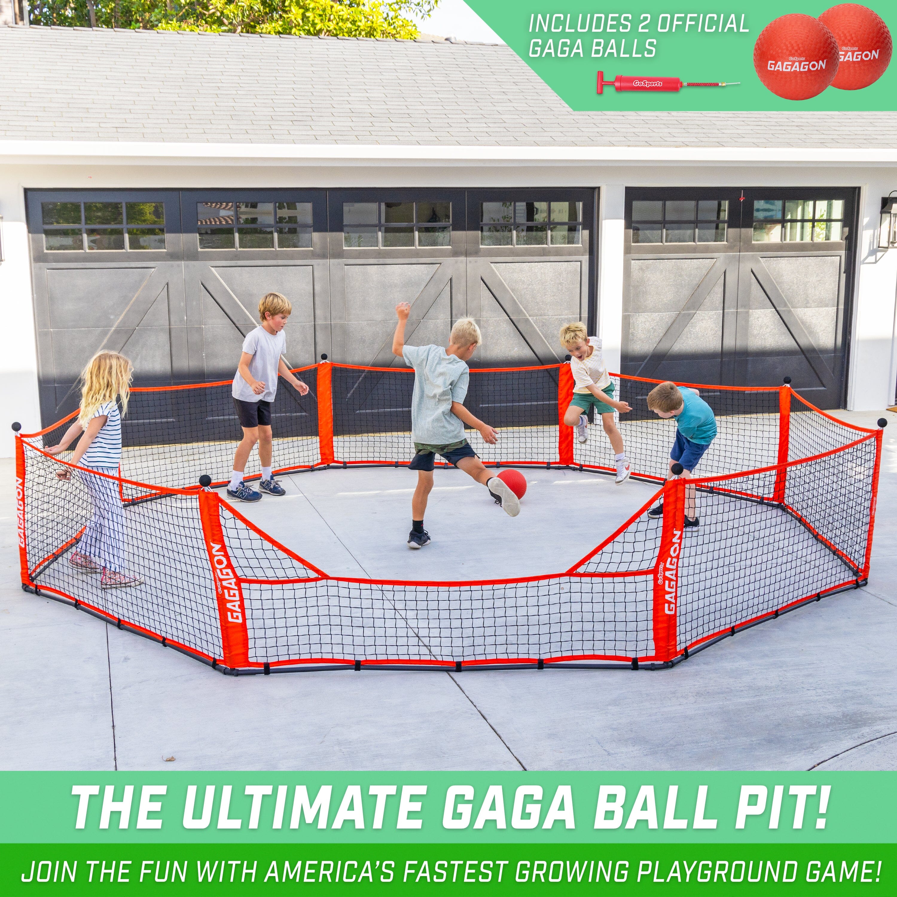 GoSports Gagagon 15 ft Gaga Ball Pit - Portable Indoor/Outdoor Game Set - Includes 2 Balls and Carrying Case GoSports 