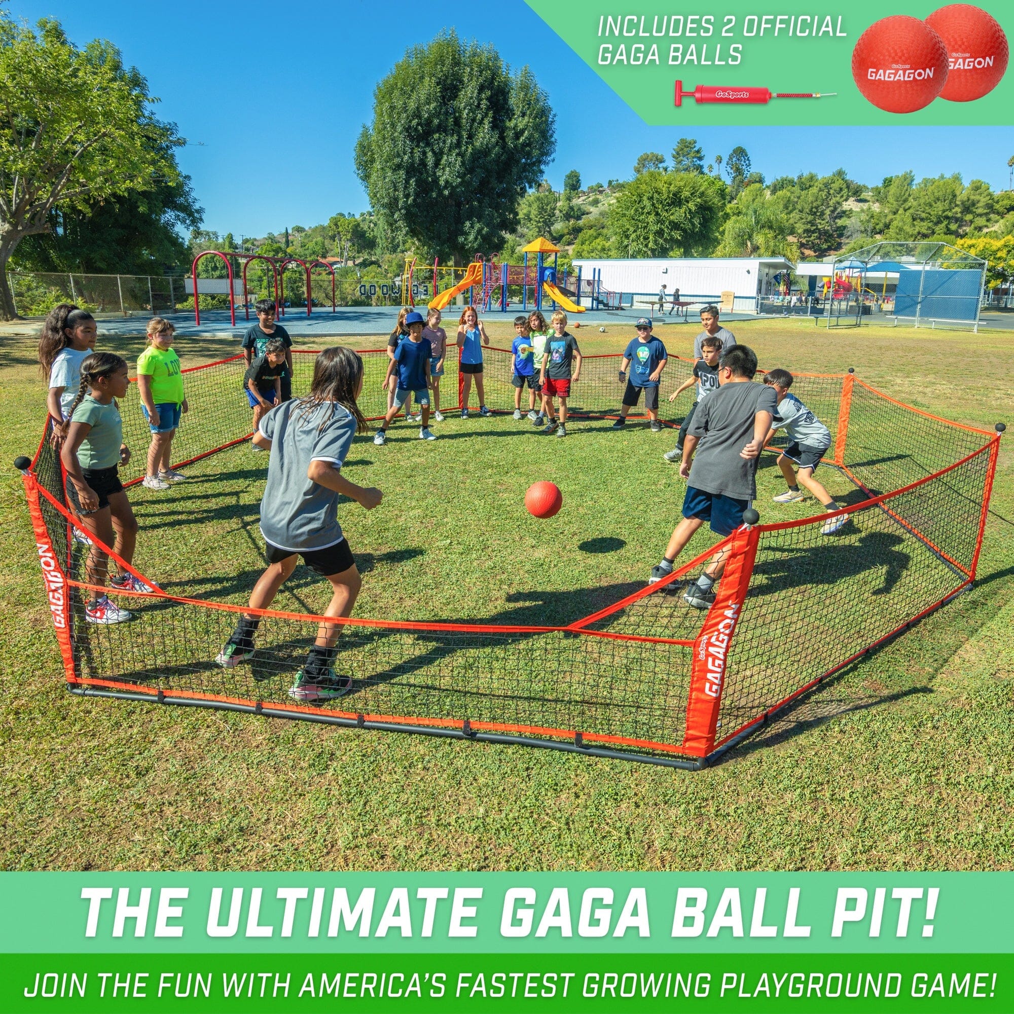 GoSports Gagagon 20 ft Gaga Ball Pit - Portable Indoor/Outdoor Game Set - Includes 2 Balls and Carrying Case GoSports 