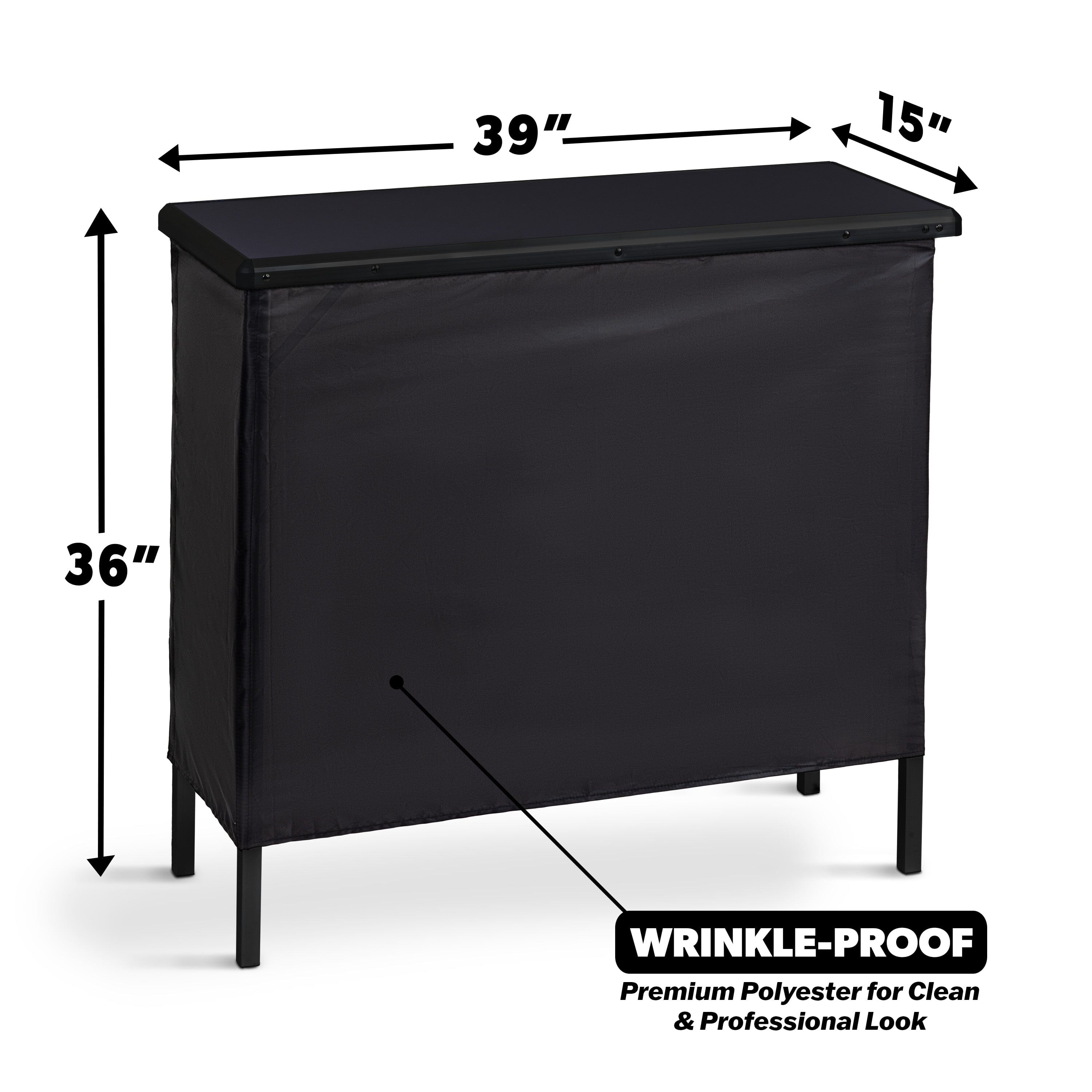 portable table wrinkle proof 36 inches height 39 inches length and 15 inches wide