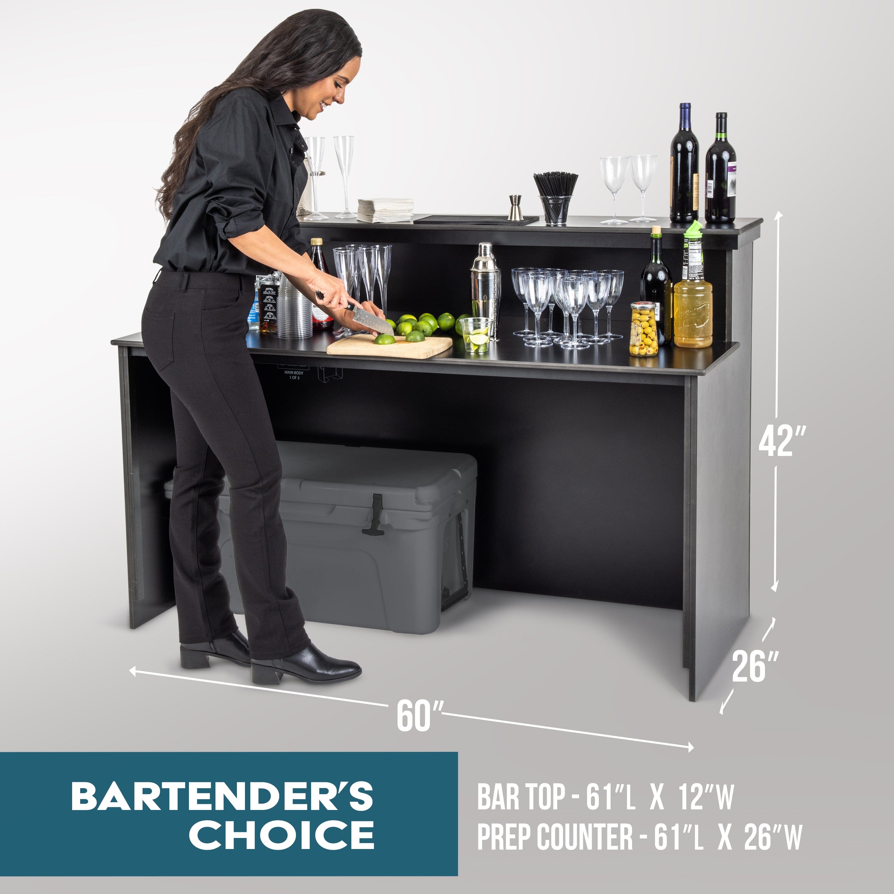 GoBar ELITE Portable Bar Table for Events - Foldable Commercial Grade Wood - Mobile Bartending Station Playgosports.com 