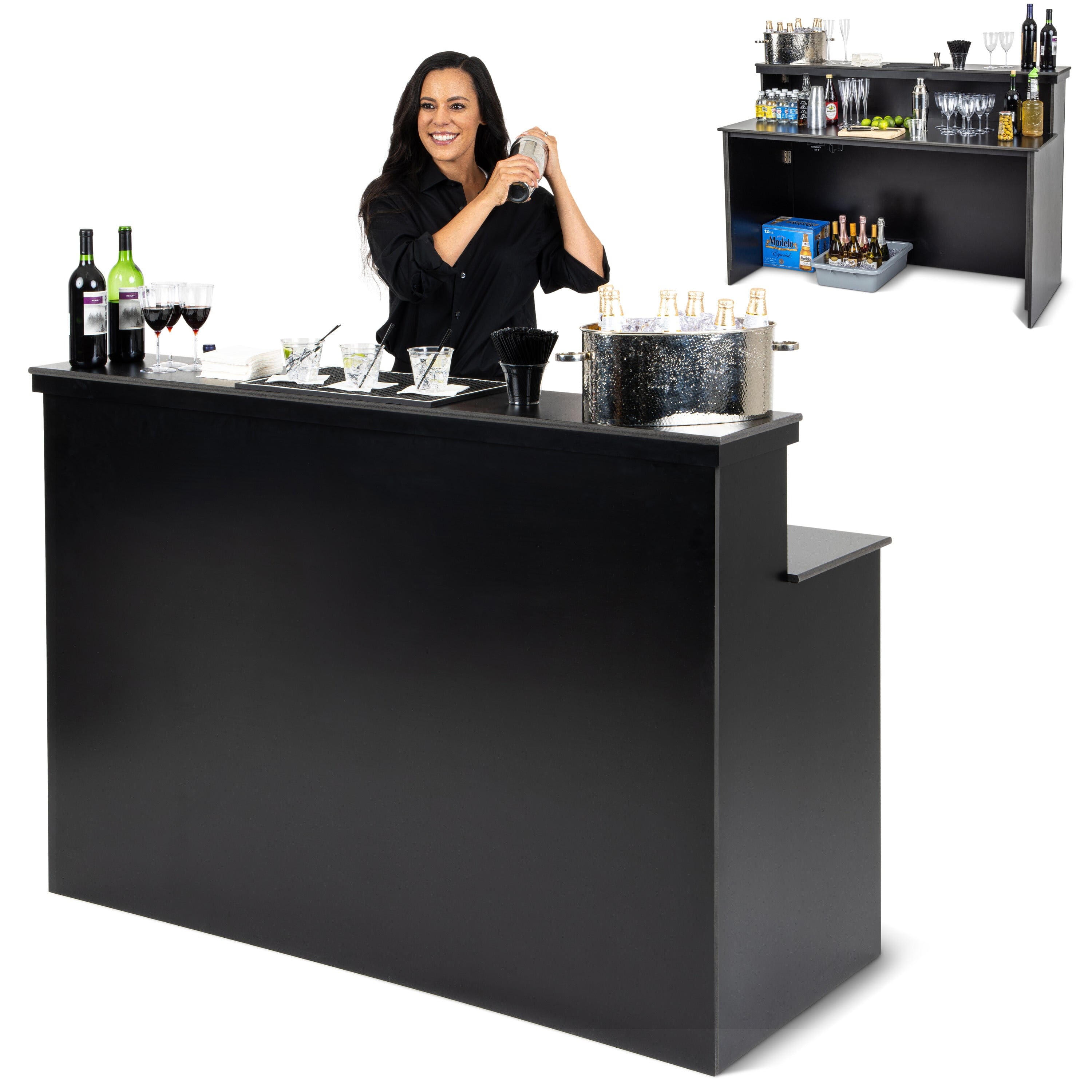 GoBar ELITE Portable Bar Table for Events - Foldable Commercial Grade Wood - Mobile Bartending Station Playgosports.com 