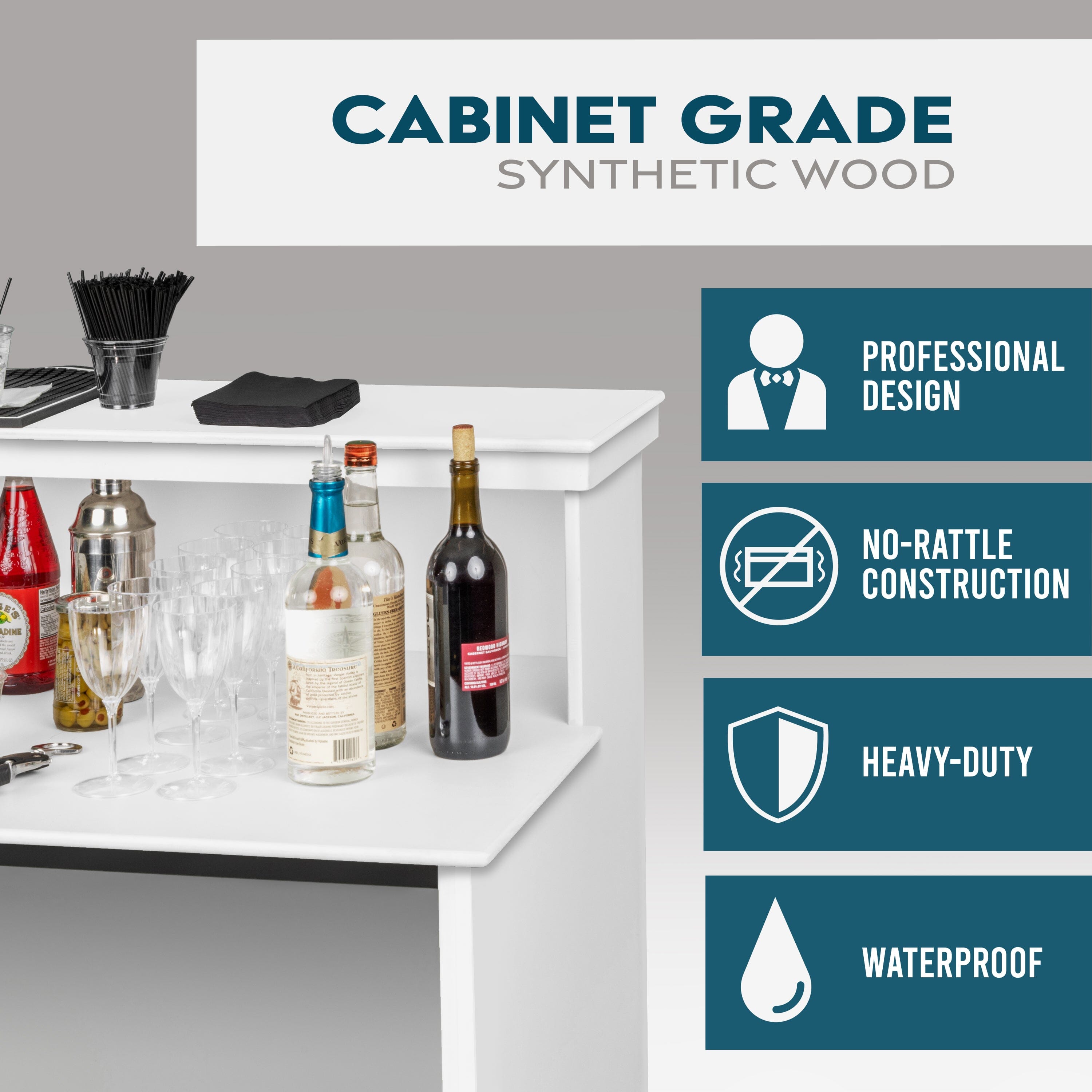 GoBar ELITE Portable Bar Table for Events - Foldable Commercial Grade Wood - Mobile Bartending Station Playgosports.com 