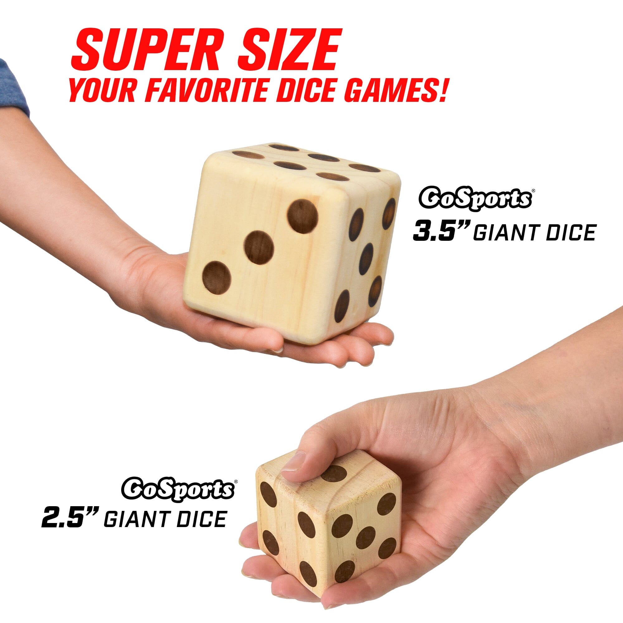 GoSports Giant 2.5" Wooden Playing Dice Set Giant Dice GoSports 