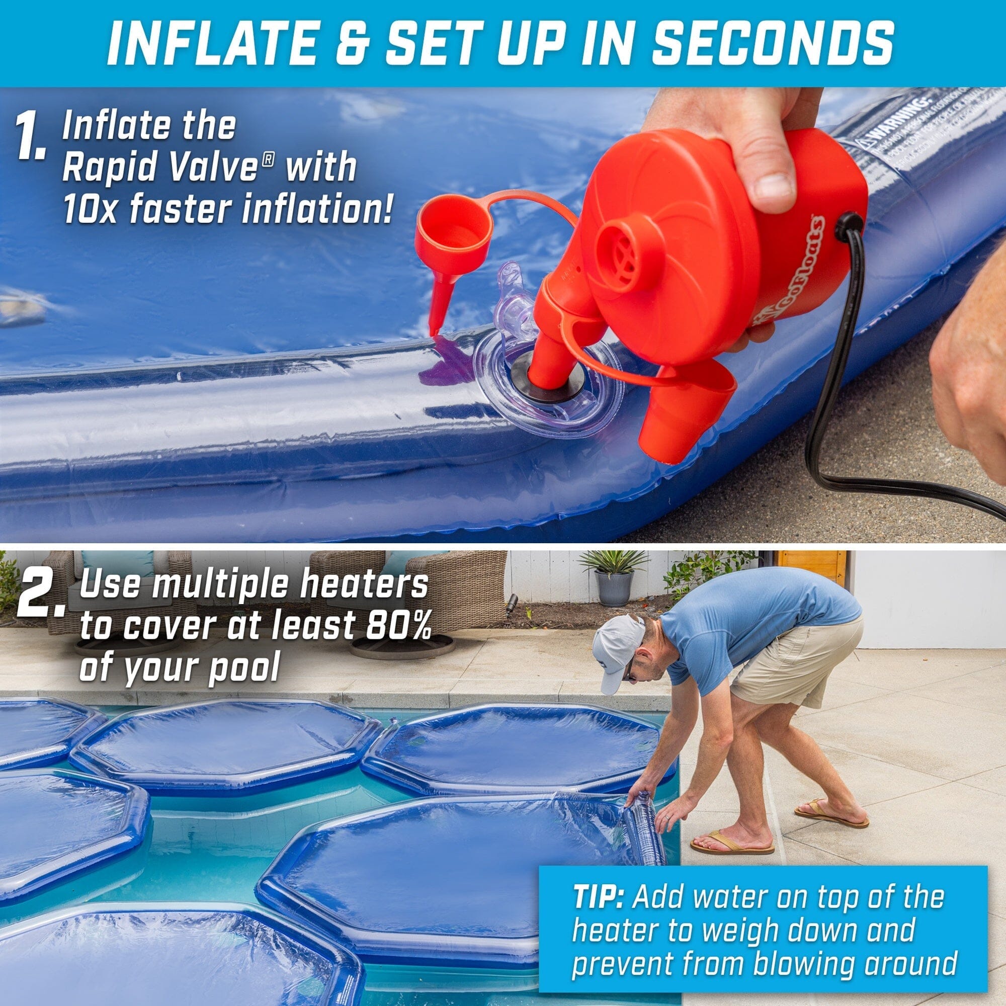 GoFloats V2 Inflatable Solar Pool Heaters 12 Pack - Main Image