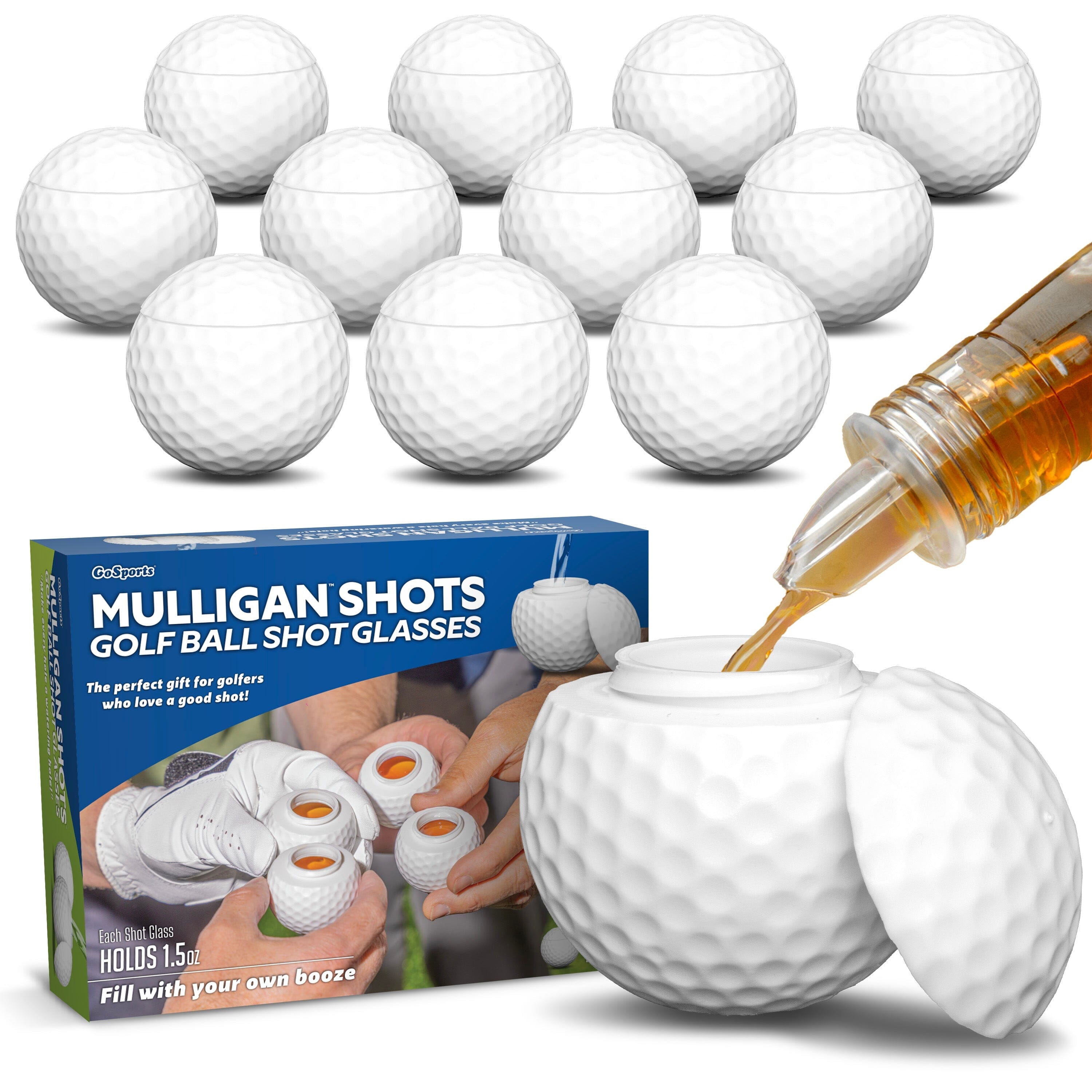 GoSports Mulligan Shots Golf Ball Shot Glasses with Lids - 12 Pack - Funny Golf Gifts for Men GoSports 
