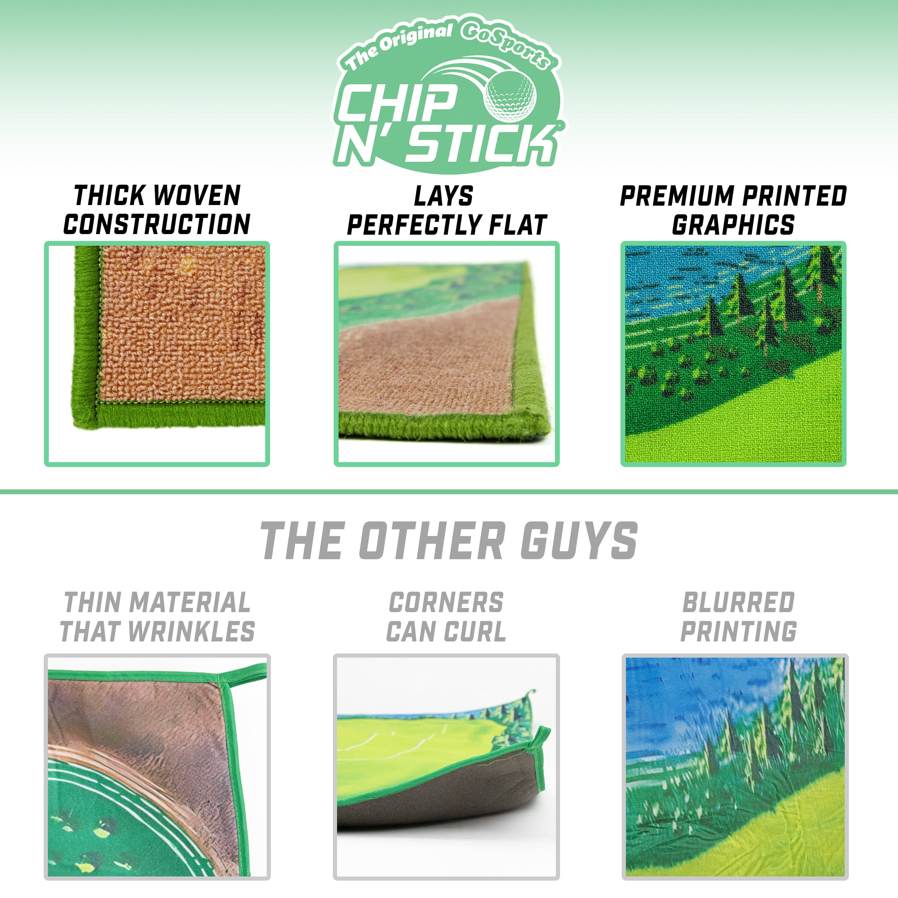 thick woven construction lays perfectly flat premium printed graphics