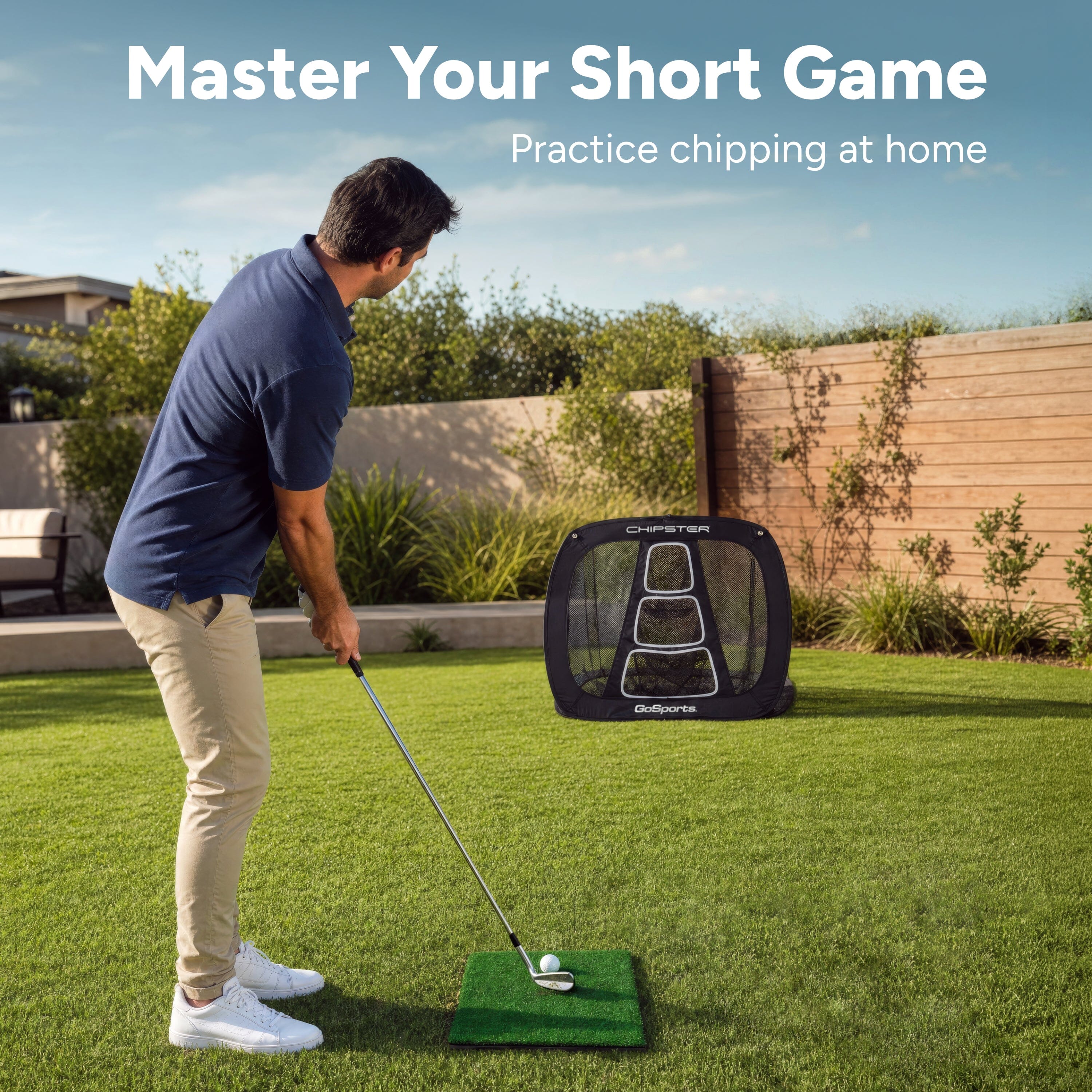 GoSports Chipster PRO Golf Chipping Net - Portable Outdoor & Indoor Golf Practice Target with Hitting Mat and 4 Foam Balls - Best Gifts for Golfers - Black Playgosports.com 
