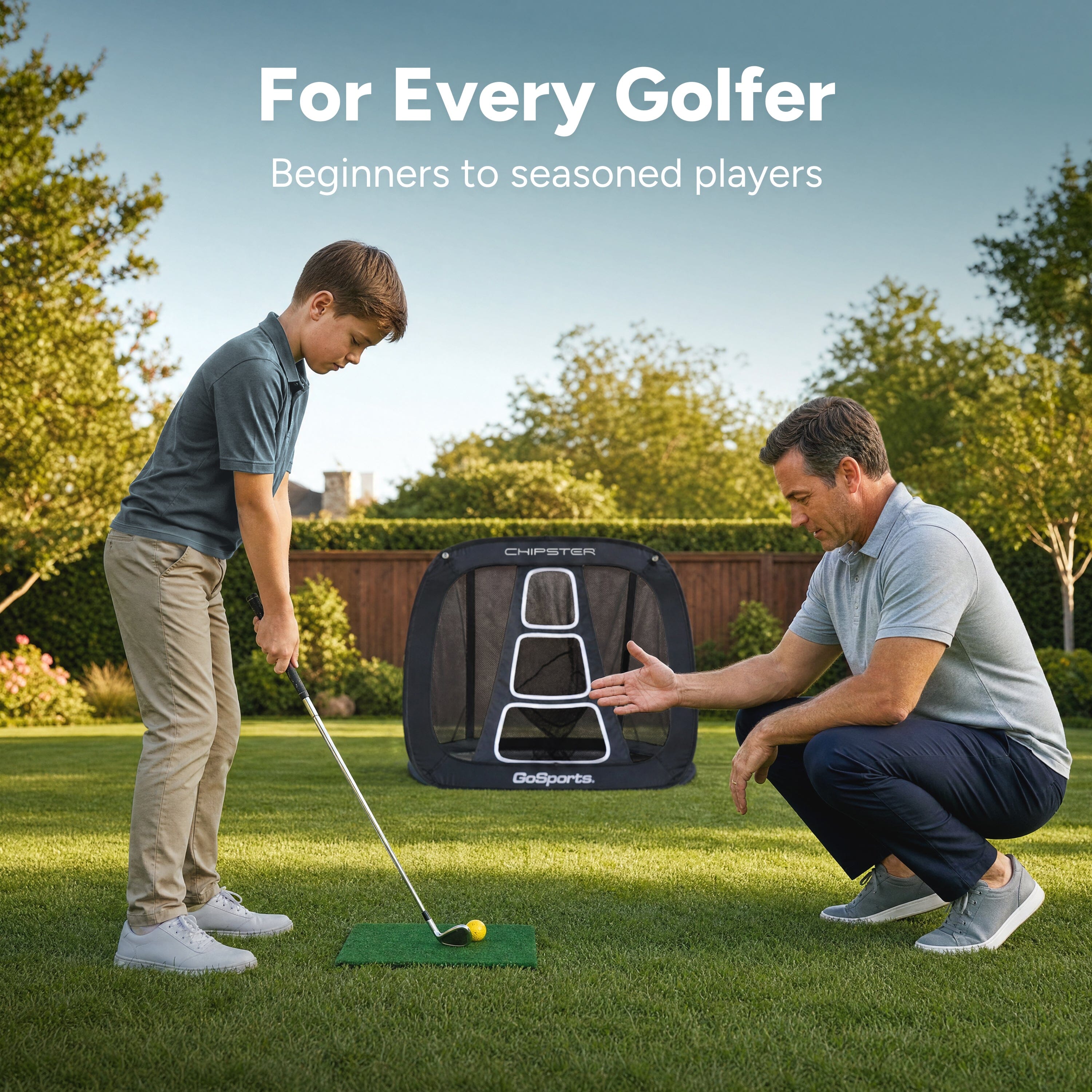 GoSports Chipster PRO Golf Chipping Net - Portable Outdoor & Indoor Golf Practice Target with Hitting Mat and 4 Foam Balls - Best Gifts for Golfers - Black Playgosports.com 