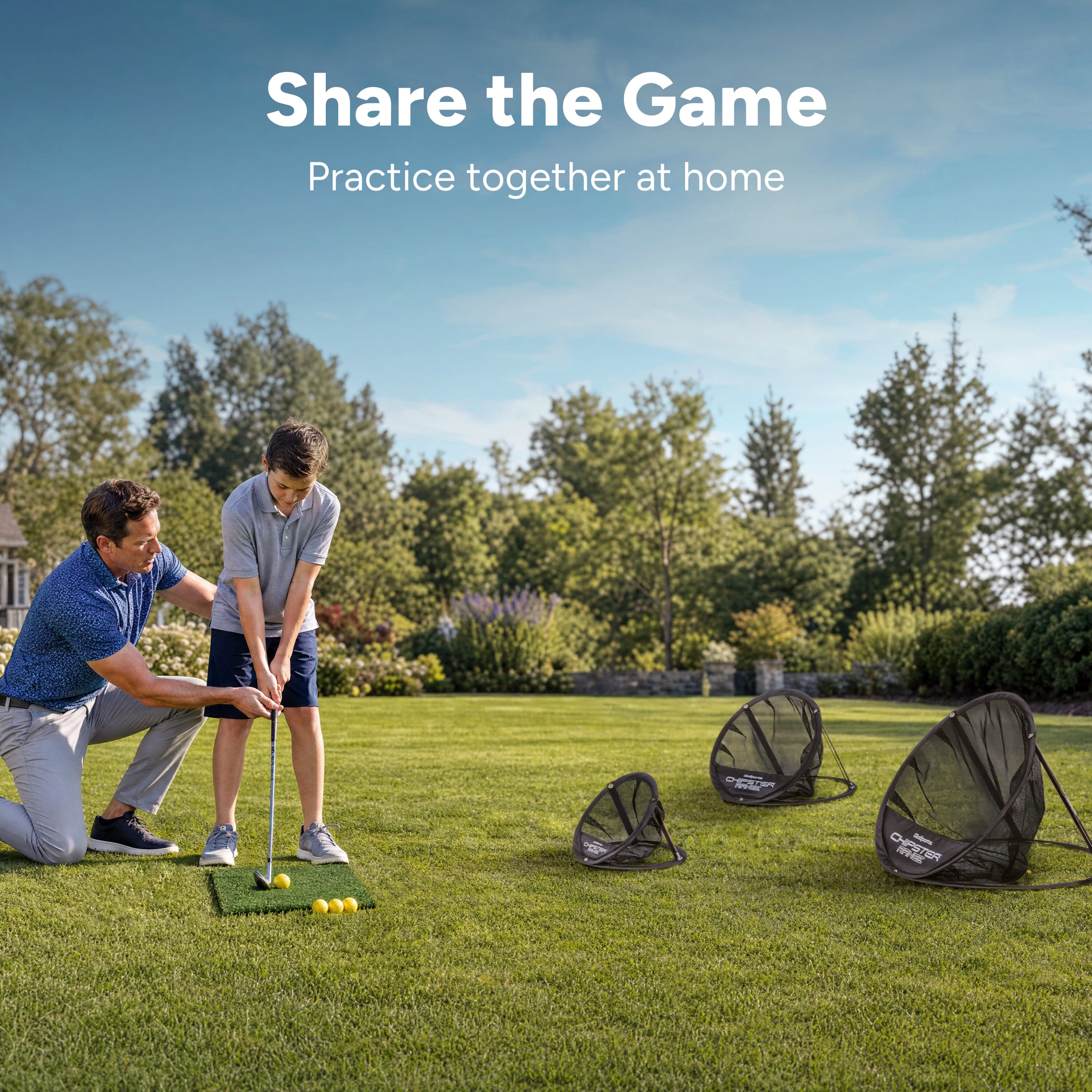 GoSports Chipster Range PRO Golf Chipping Nets - Portable Outdoor & Indoor Golf Practice Targets with Hitting Mat and 4 Foam Balls - Best Gifts for Golfers - Black Playgosports.com 