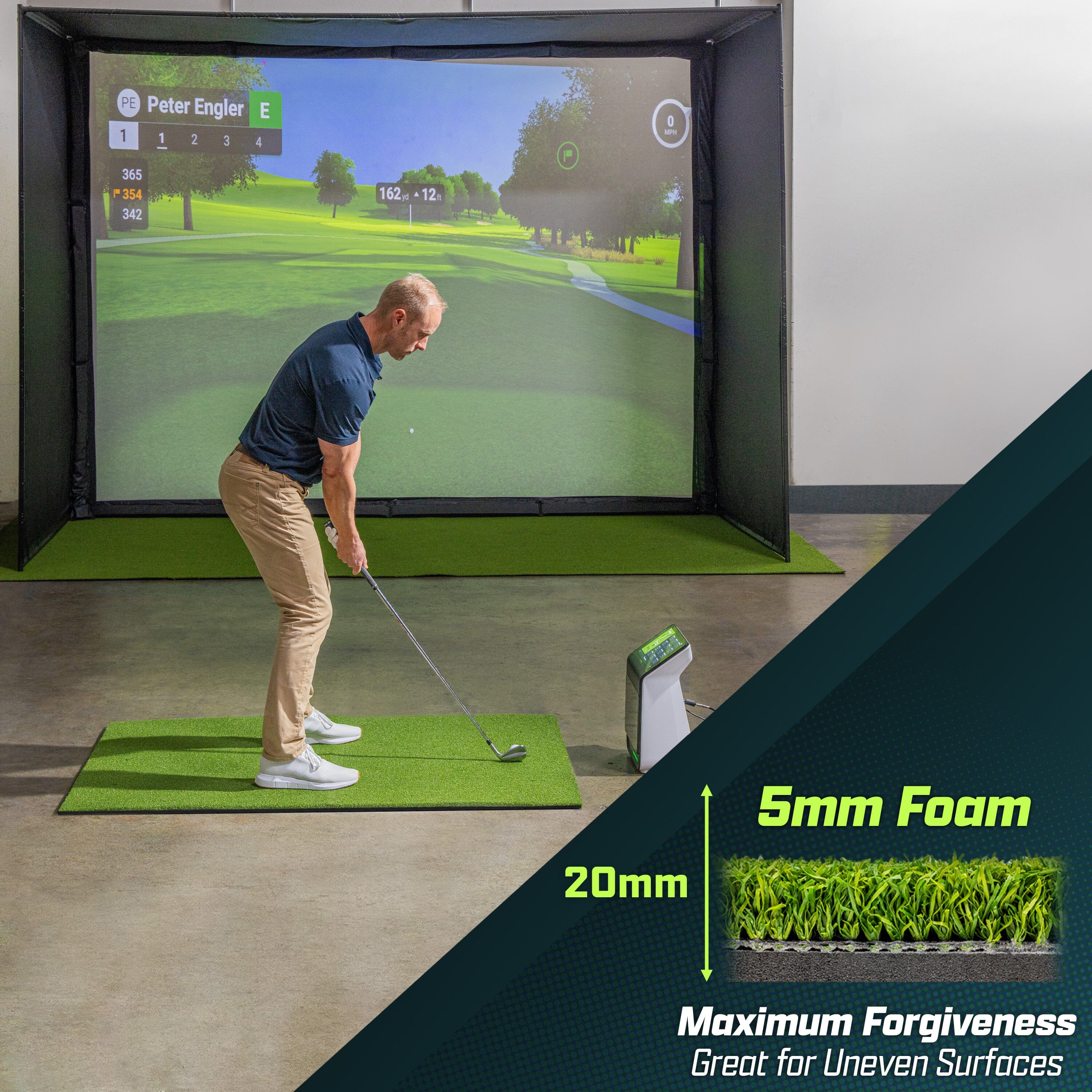 GoSports Golf Hitting Mat - ELITE 5 x 3 ft - 5 mm Artificial Turf Training Mat for Indoor/Outdoor Swing Practice, Includes 3 Rubber Tees Golf GoSports 