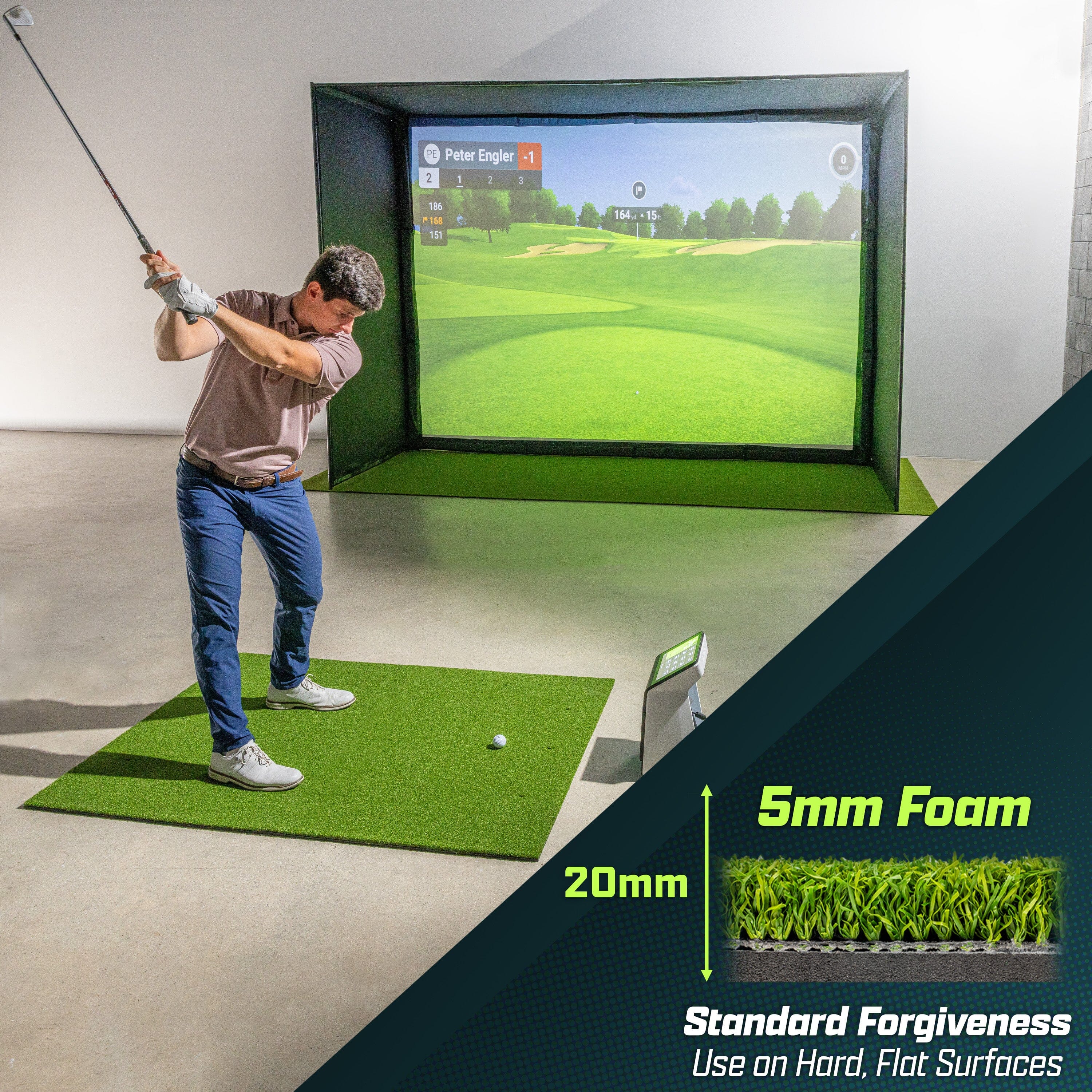 GoSports Golf Hitting Mat - PRO 5 x 4 ft - 5 mm Artificial Turf Training Mat for Indoor/Outdoor Swing Practice, Includes 3 Rubber Tees GoSports 