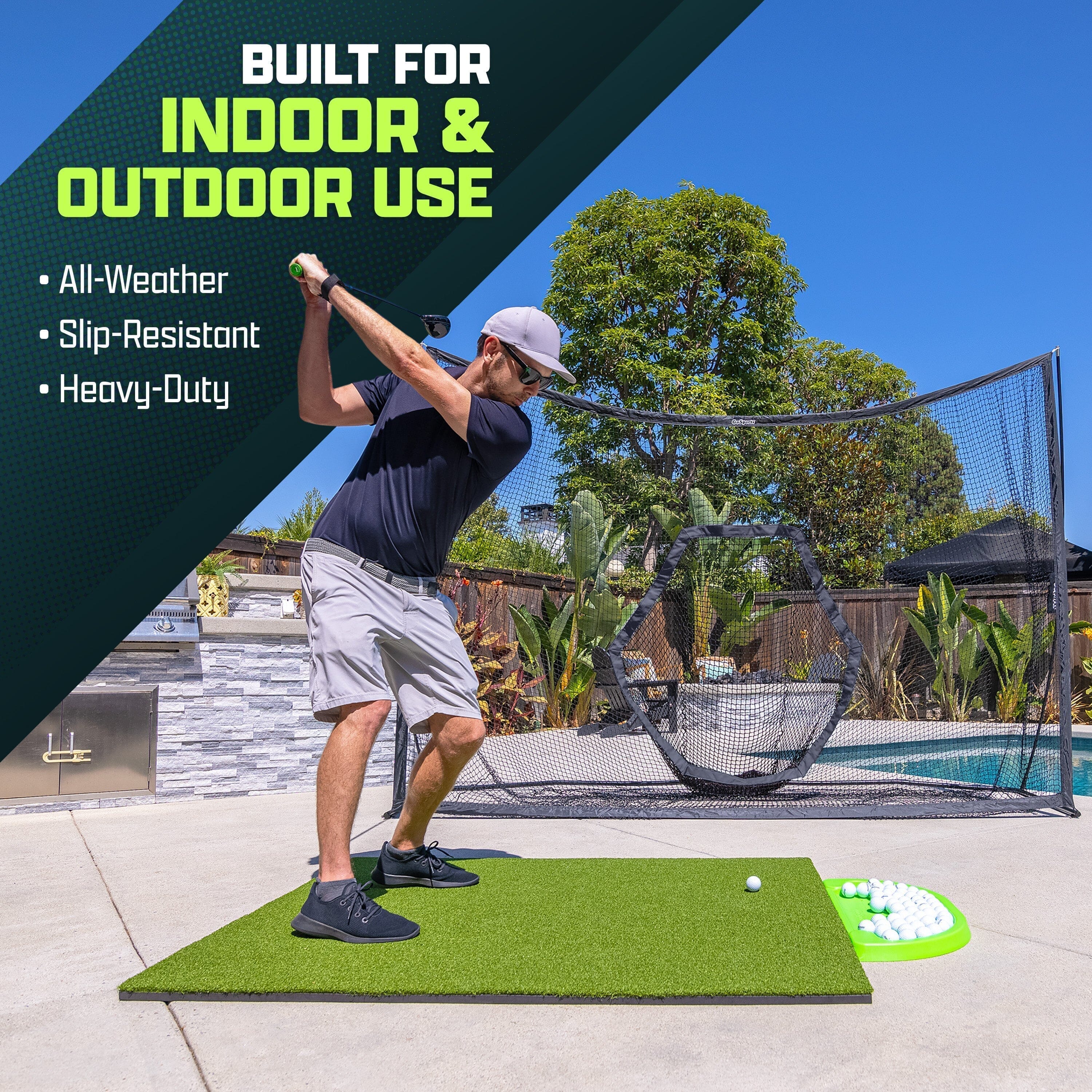 GoSports Golf Hitting Mat - ELITE 5 x 4 ft - 15 mm Artificial Turf