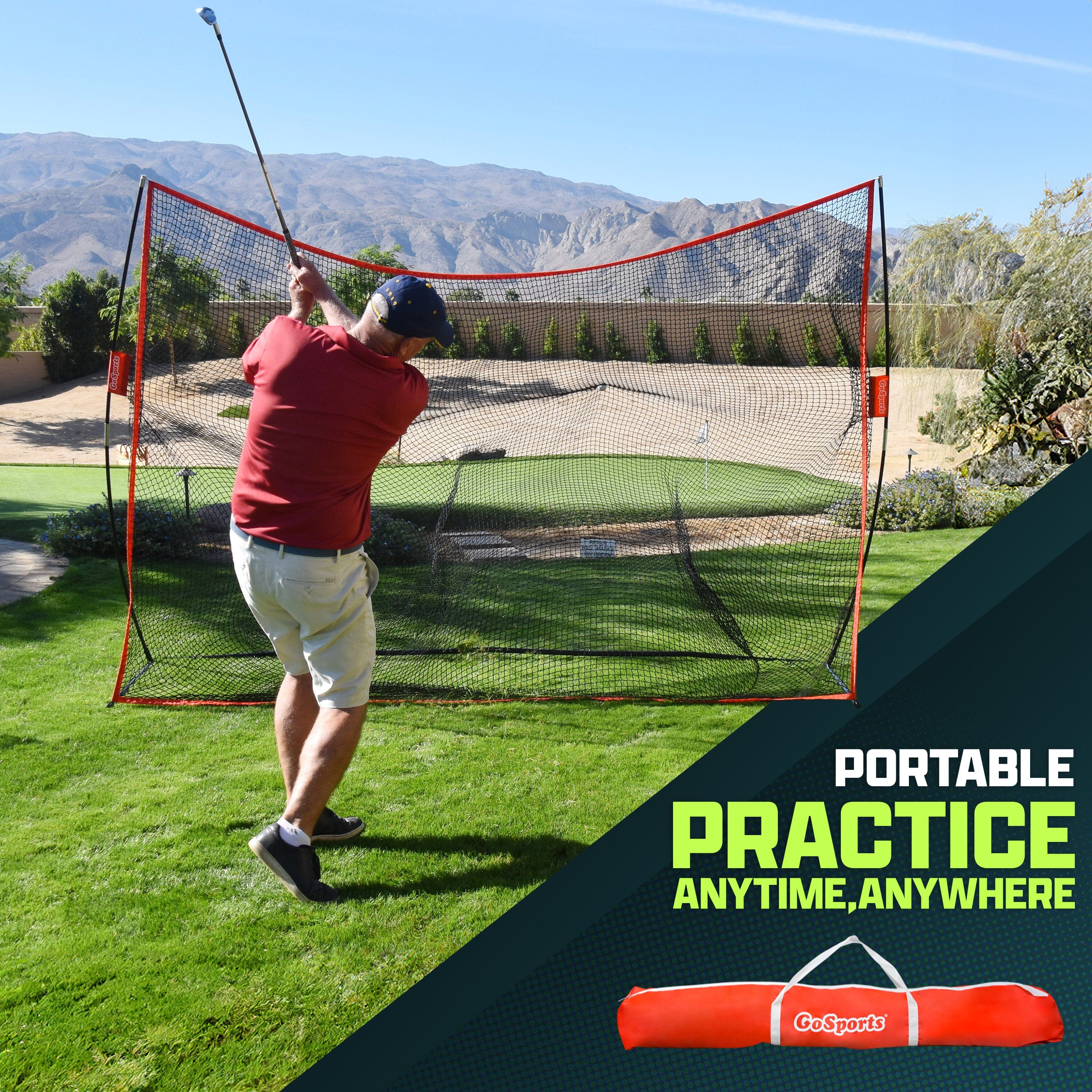 GoSports 10 ft x 7 ft Golf Practice Hitting Net Portable Training Net for Home & Range Golf GoSports 