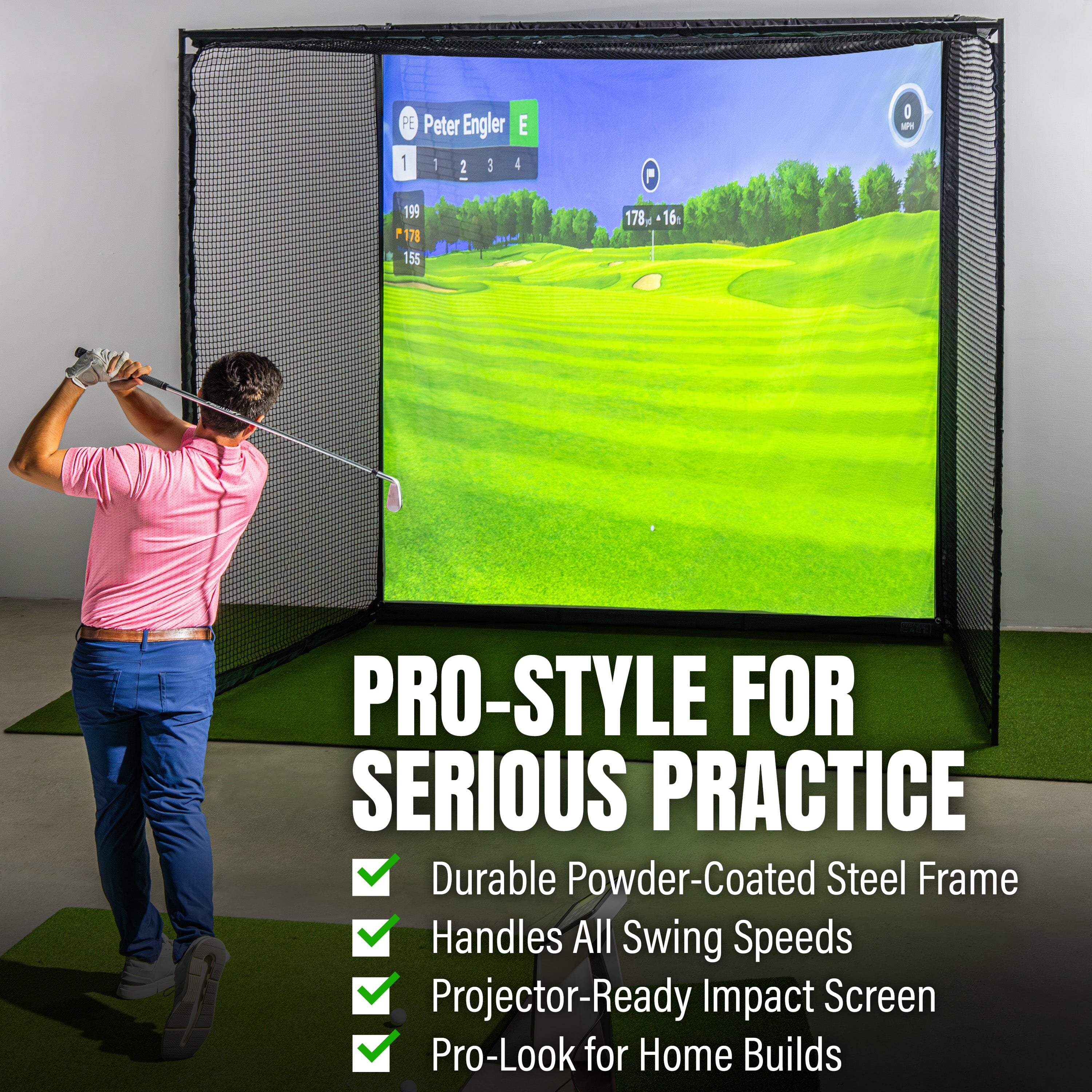 GoSports Range Cage ELITE Golf Hitting Net - 8 x 8 ft Golf Simulator Enclosure with Impact Screen PlayGoSports.com 