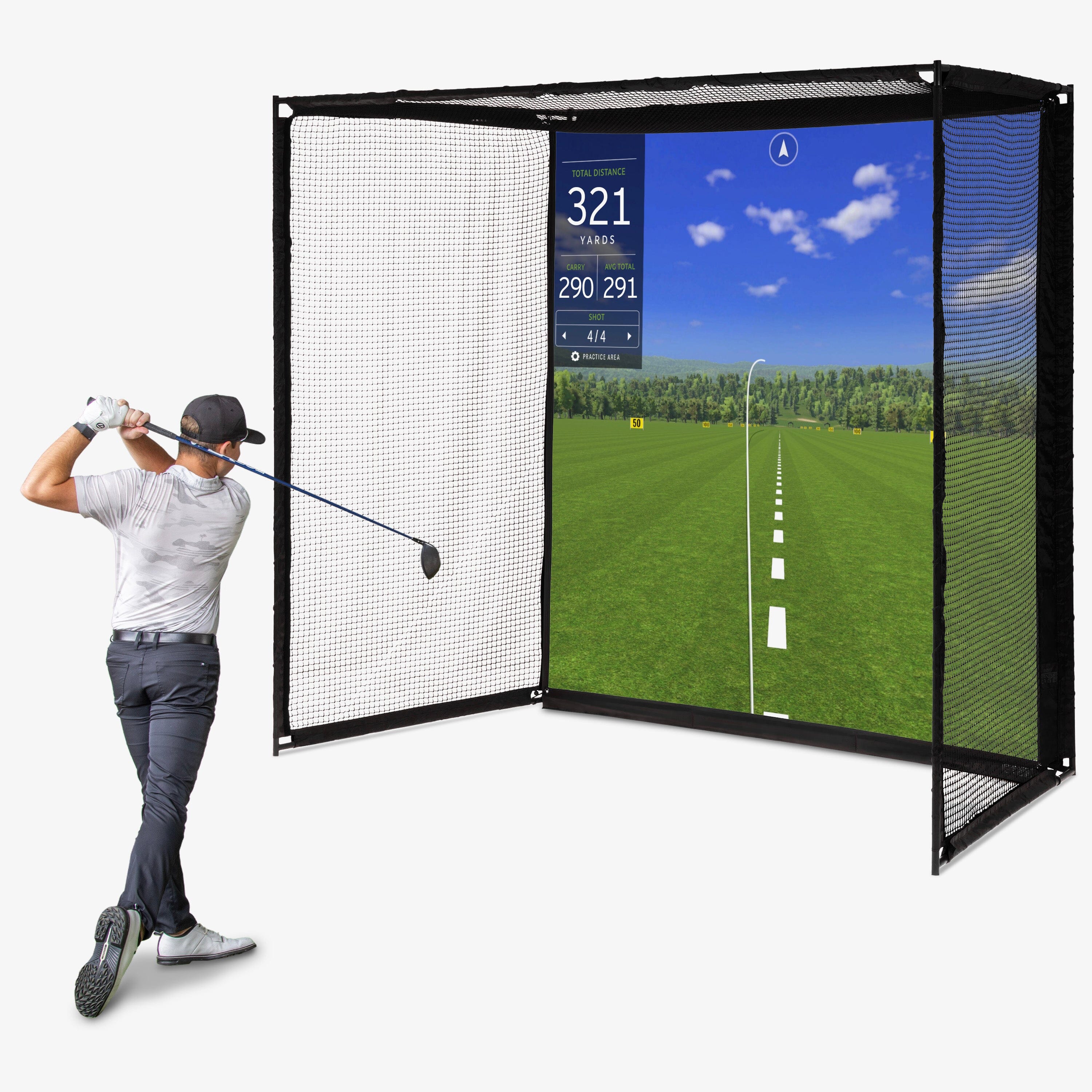 GoSports Range Cage ELITE Golf Hitting Net - 8 x 8 ft Golf Simulator Enclosure with Impact Screen PlayGoSports.com 