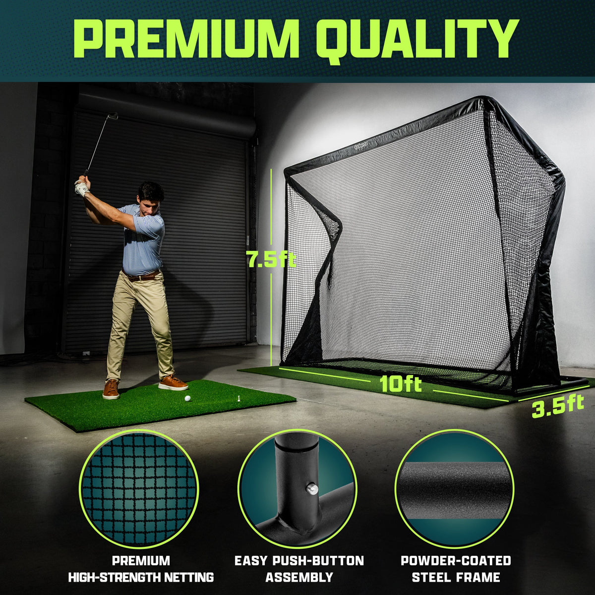 GoSports Elite Golf Practice Net with Steel Frame - Choose 10' or 7' S ...