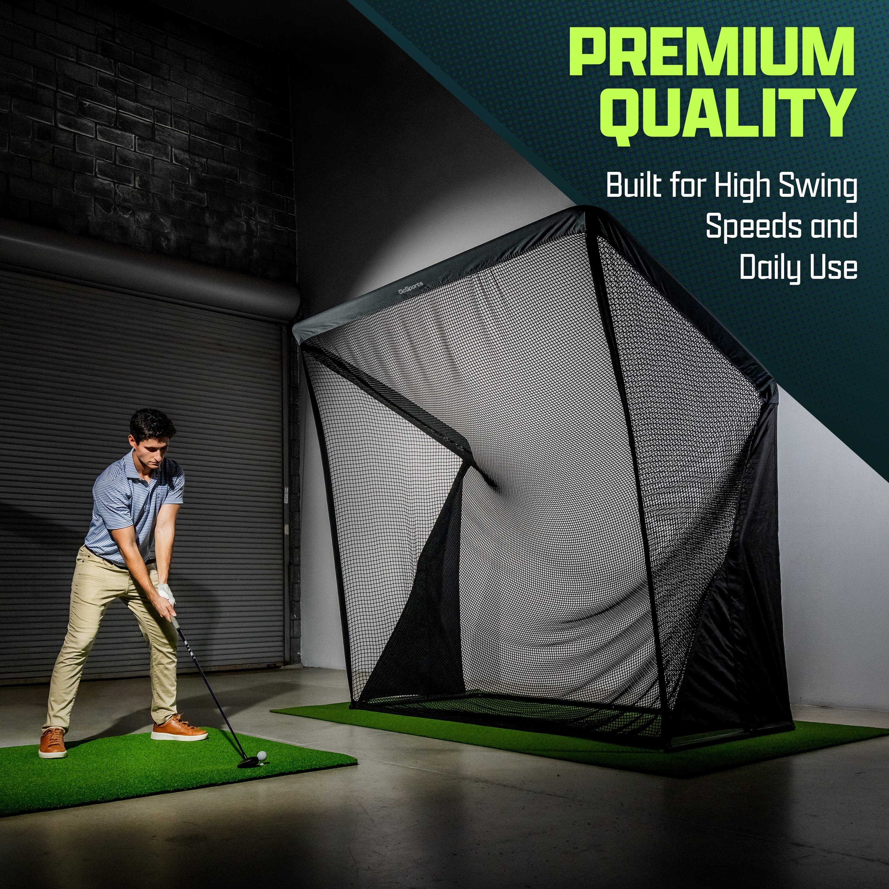 GoSports 8 x 8 ft ELITE Golf Net with LoftGuard Canopy and Steel Frame - Indoor & Outdoor Practice Golf Hitting Net GoSports 