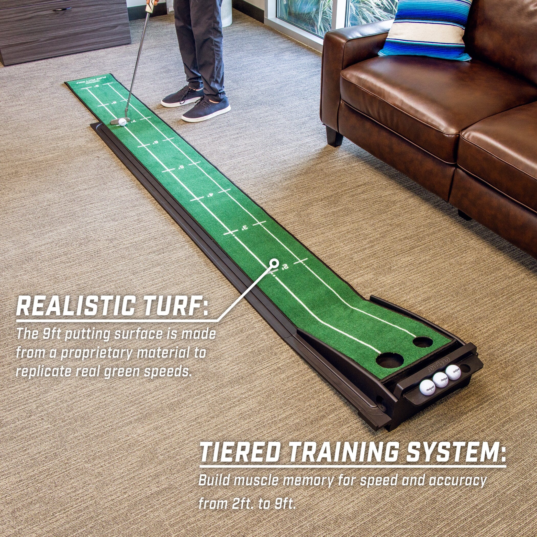 GoSports Pure Putt Golf 9 ft Putting Green Ramp - Black – PlayGoSports.com