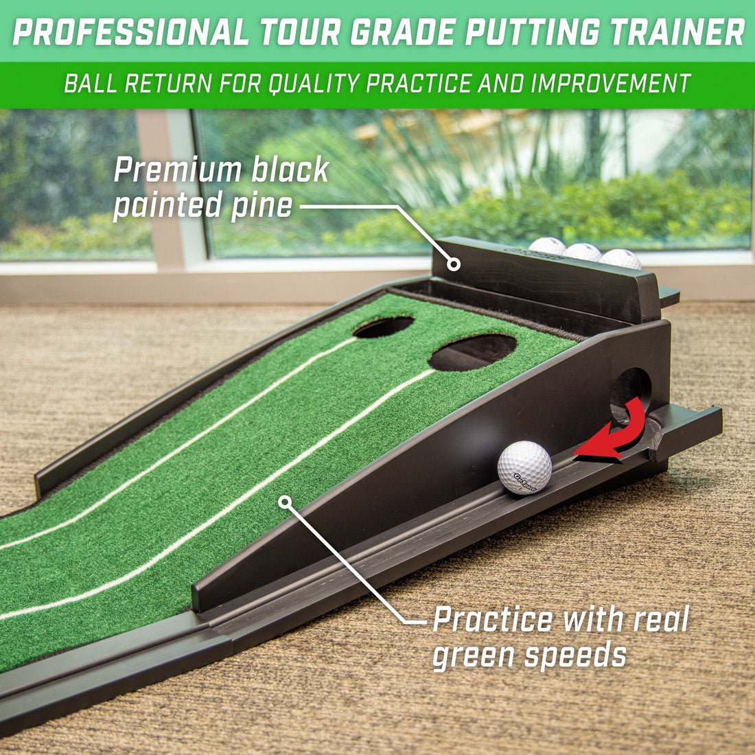 Fast Green Ramp GoSports Pure Putt Golf 9 ft Putting Green Ramp - Black – PlayGoSports.com