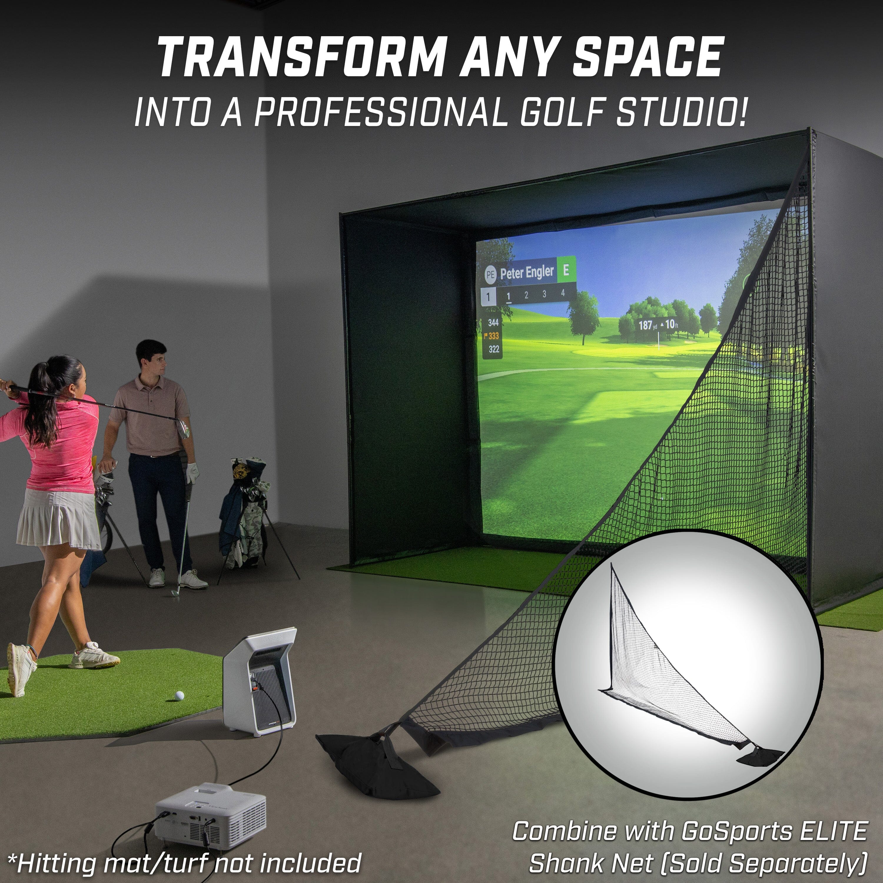GoSports 12 x 9 ft Golf Simulator Enclosure Net - Complete Set with Frame and HD Impact Screen Kit GoSports 