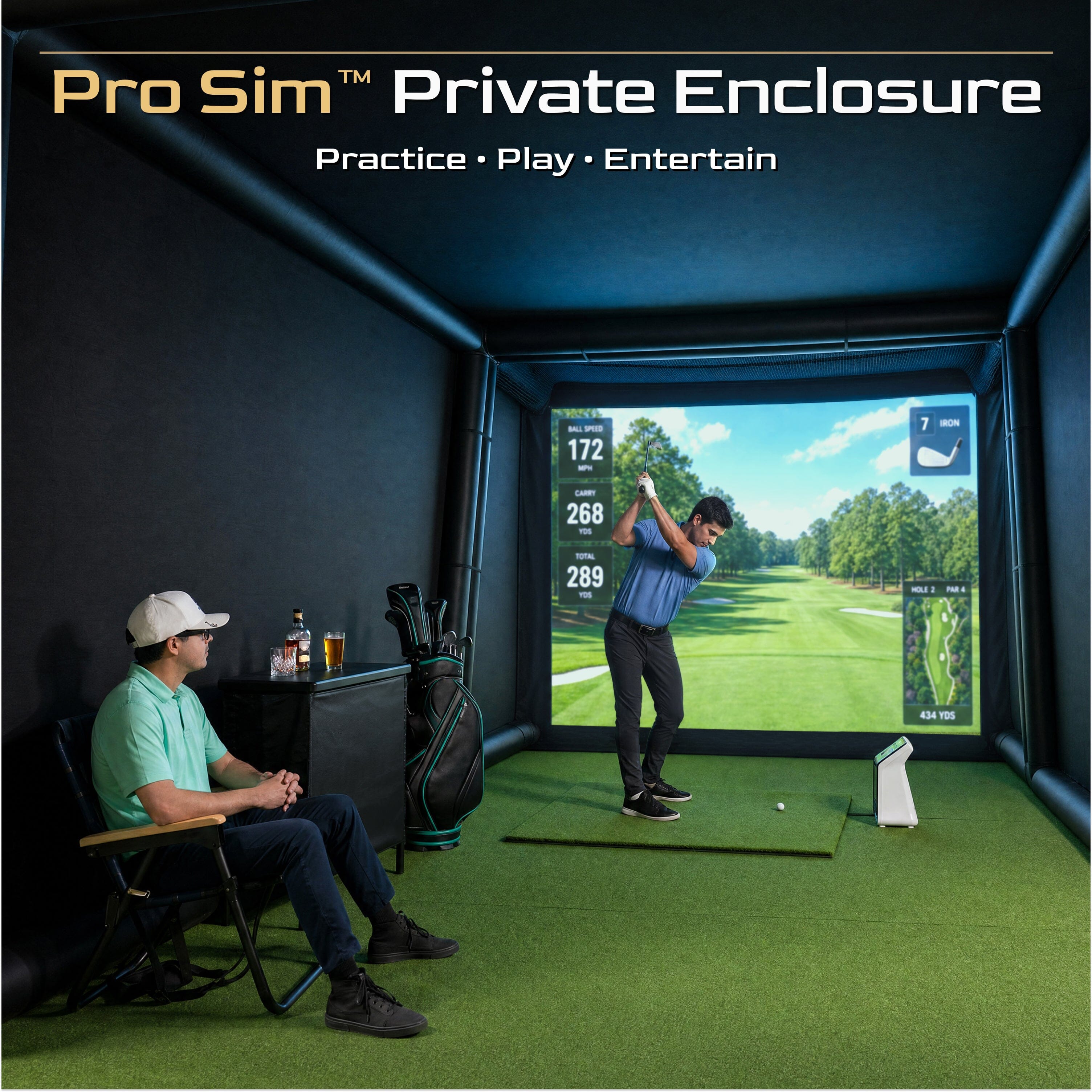 GoSports Blackout Extension Add-on for 12 x 9 ft Inflatable Golf Simulator Enclosure - Instant Golf Simulator Studio for Immersive Training and Entertaining PlayGoSports.com 