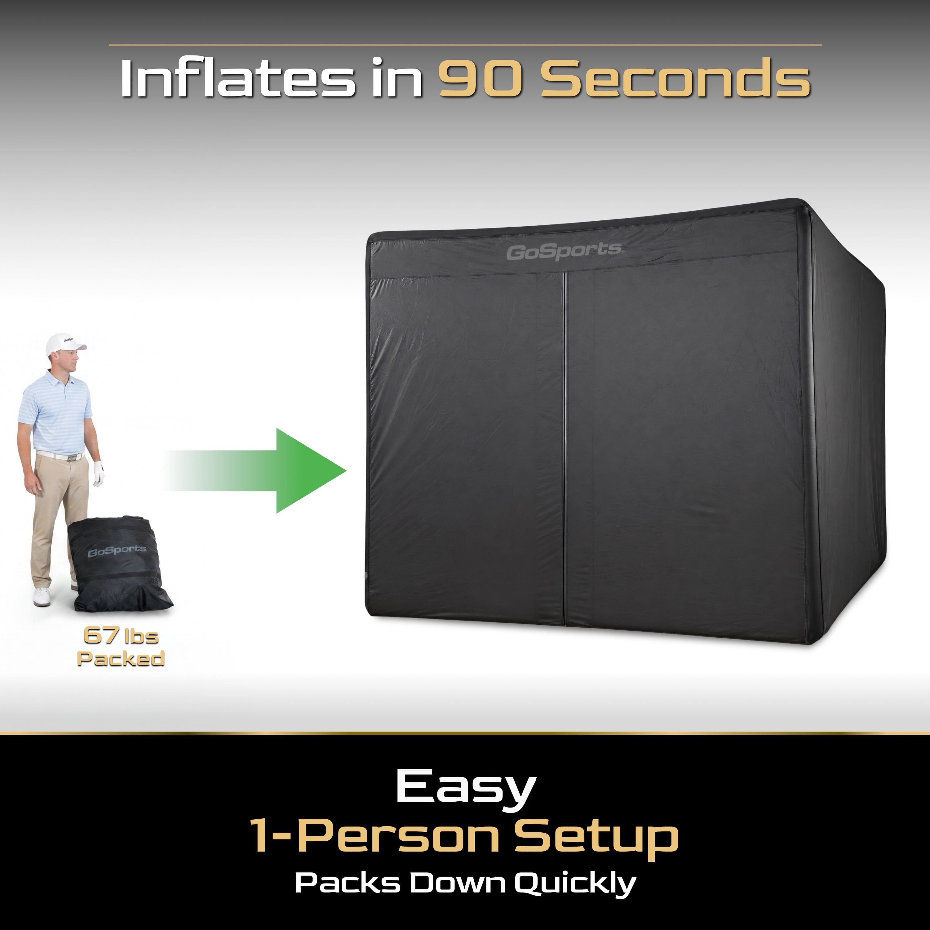 GoSports Blackout Extension Add-on for 12 x 9 ft Inflatable Golf Simulator Enclosure - Instant Golf Simulator Studio for Immersive Training and Entertaining PlayGoSports.com 